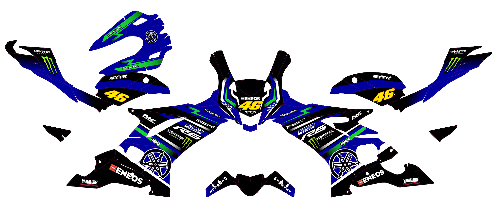 kit déco yamaha r6 monster bleu