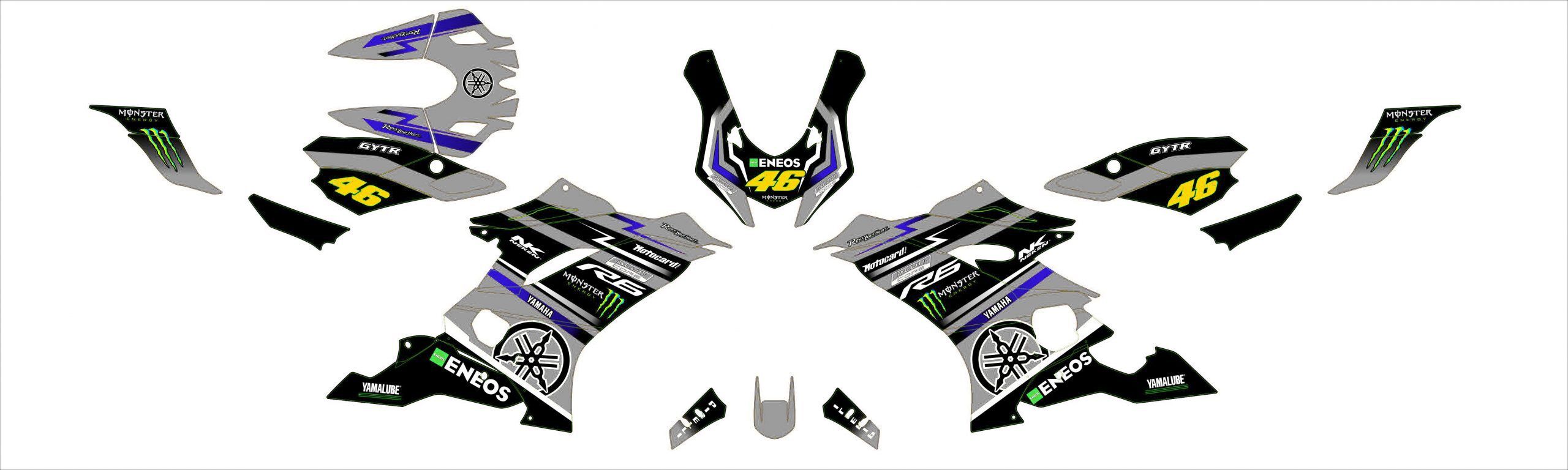 kit déco yamaha r6 monster gris
