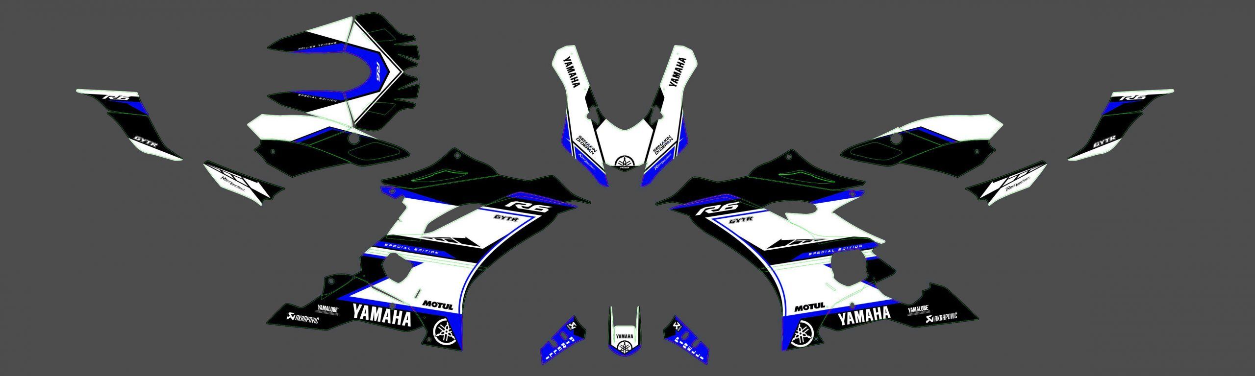 kit déco yamaha r6 racing bleu