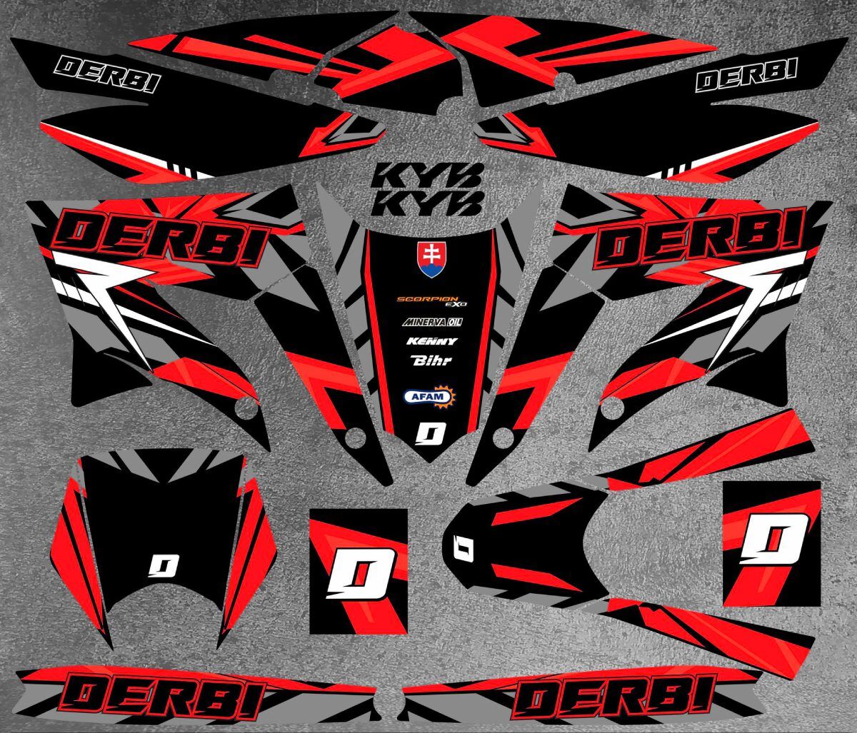 kit déco derbi 50 x treme / racing carem rouge