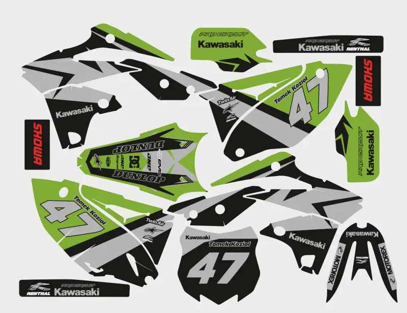 kit déco kawasaki 250 kxf (2013 2016) factory gris