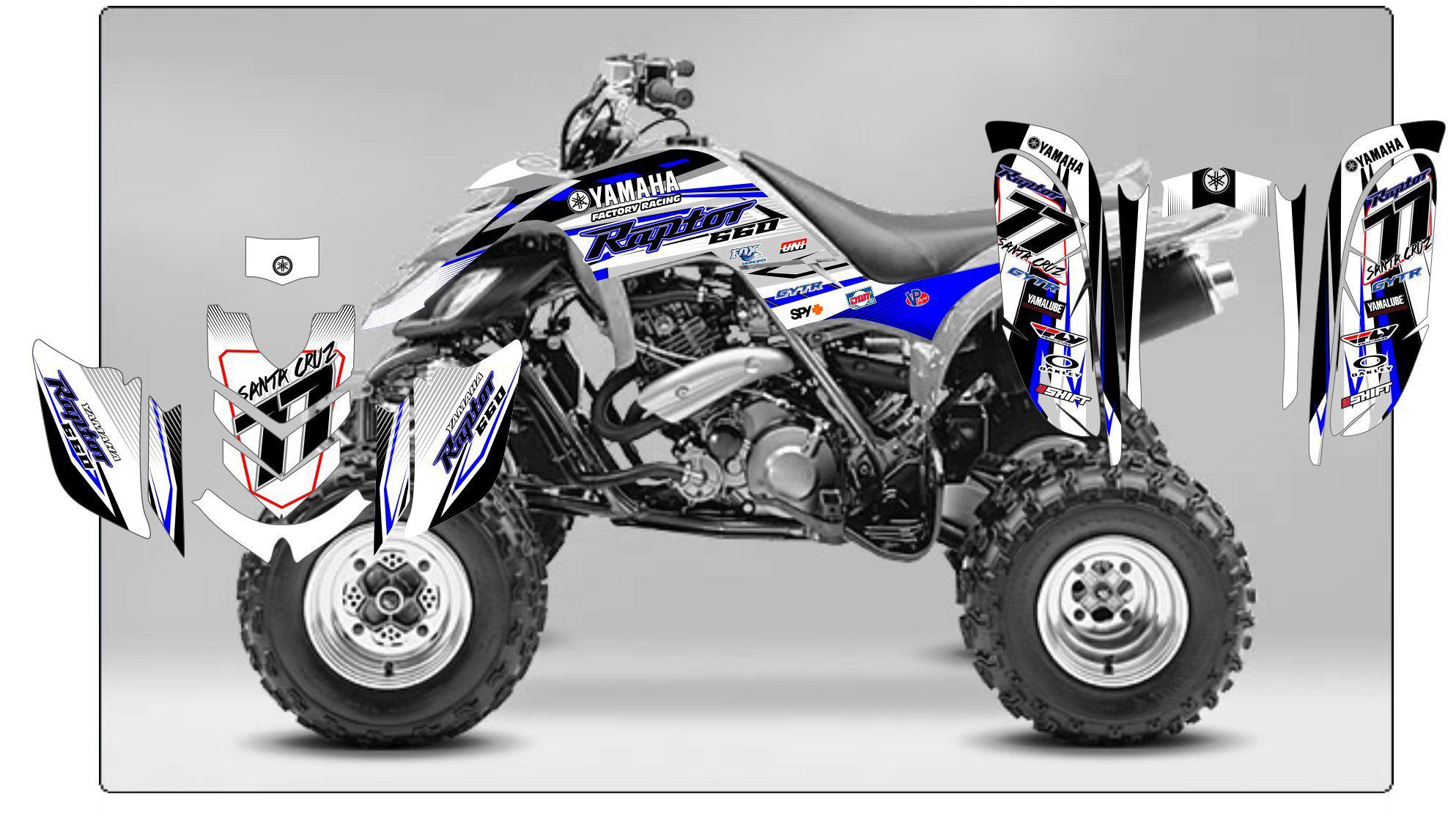 kit déco yamaha yfm 660 raptor factory racing bleu