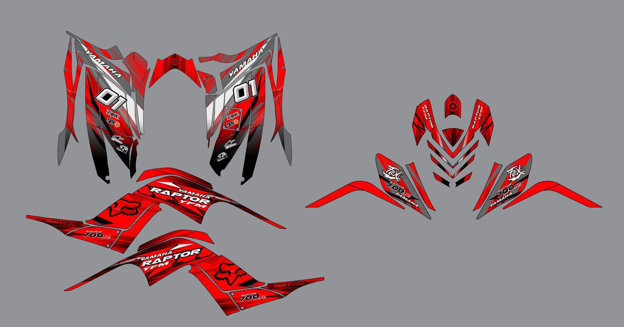 kit déco yamaha yfm 700 raptor fox rouge