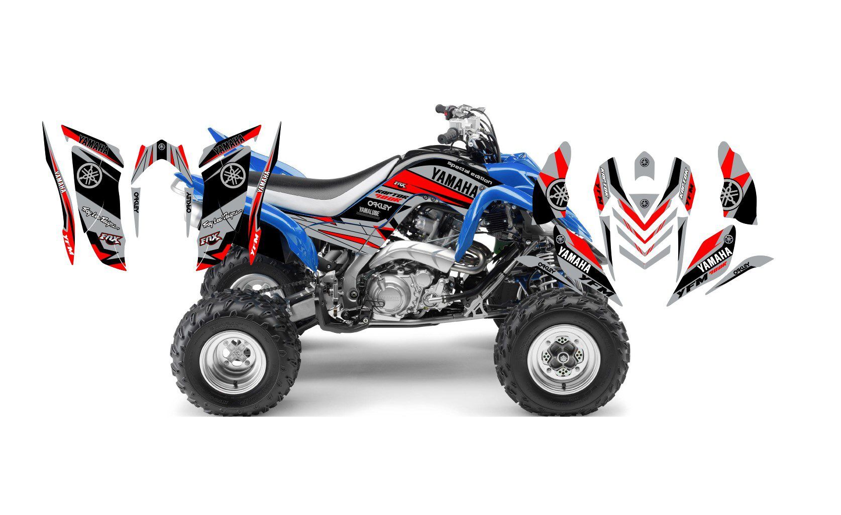kit déco yamaha yfm 700 raptor ligne rouge / gris