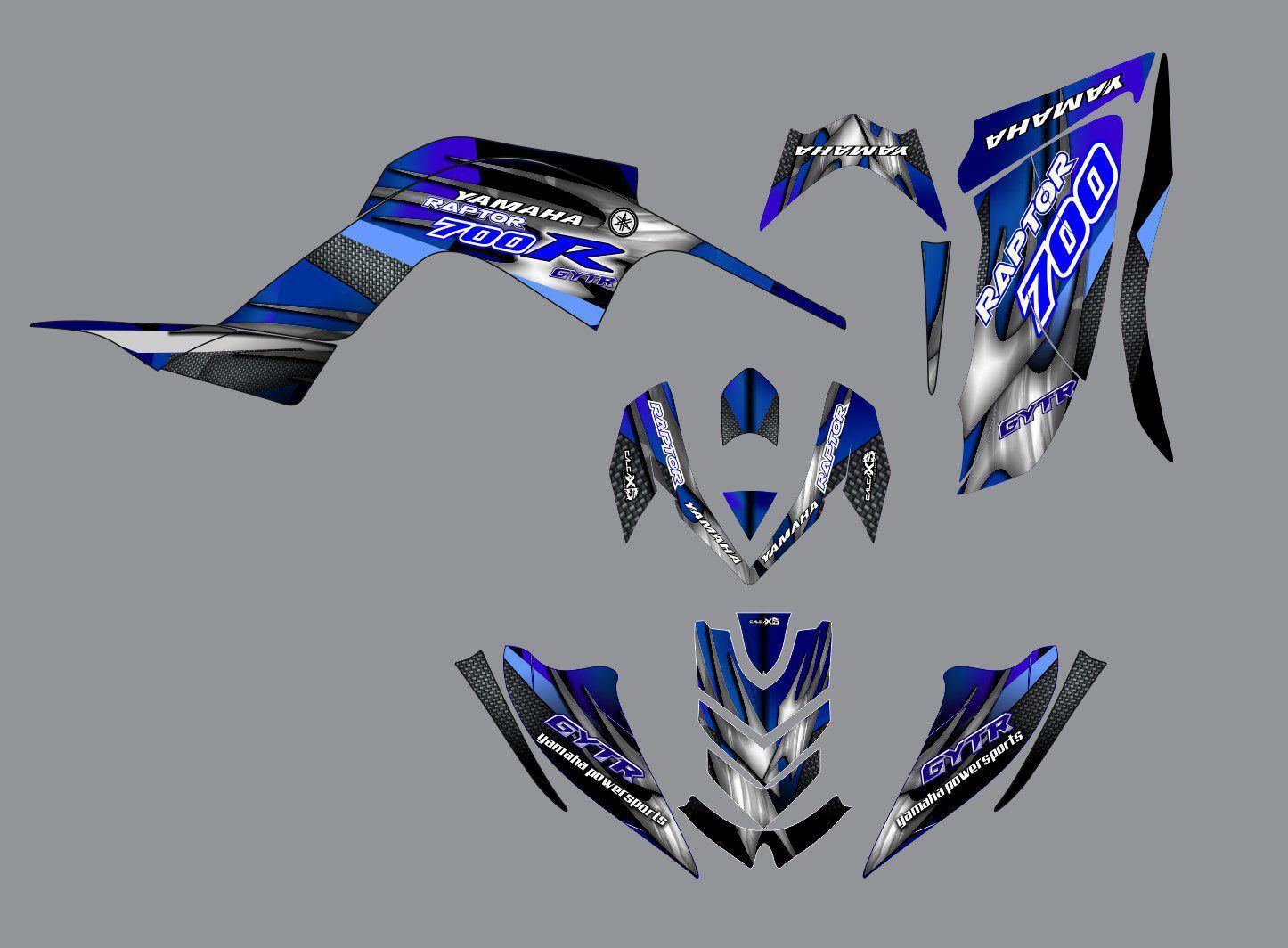 kit déco yamaha yfm 700 raptor powerparts bleu