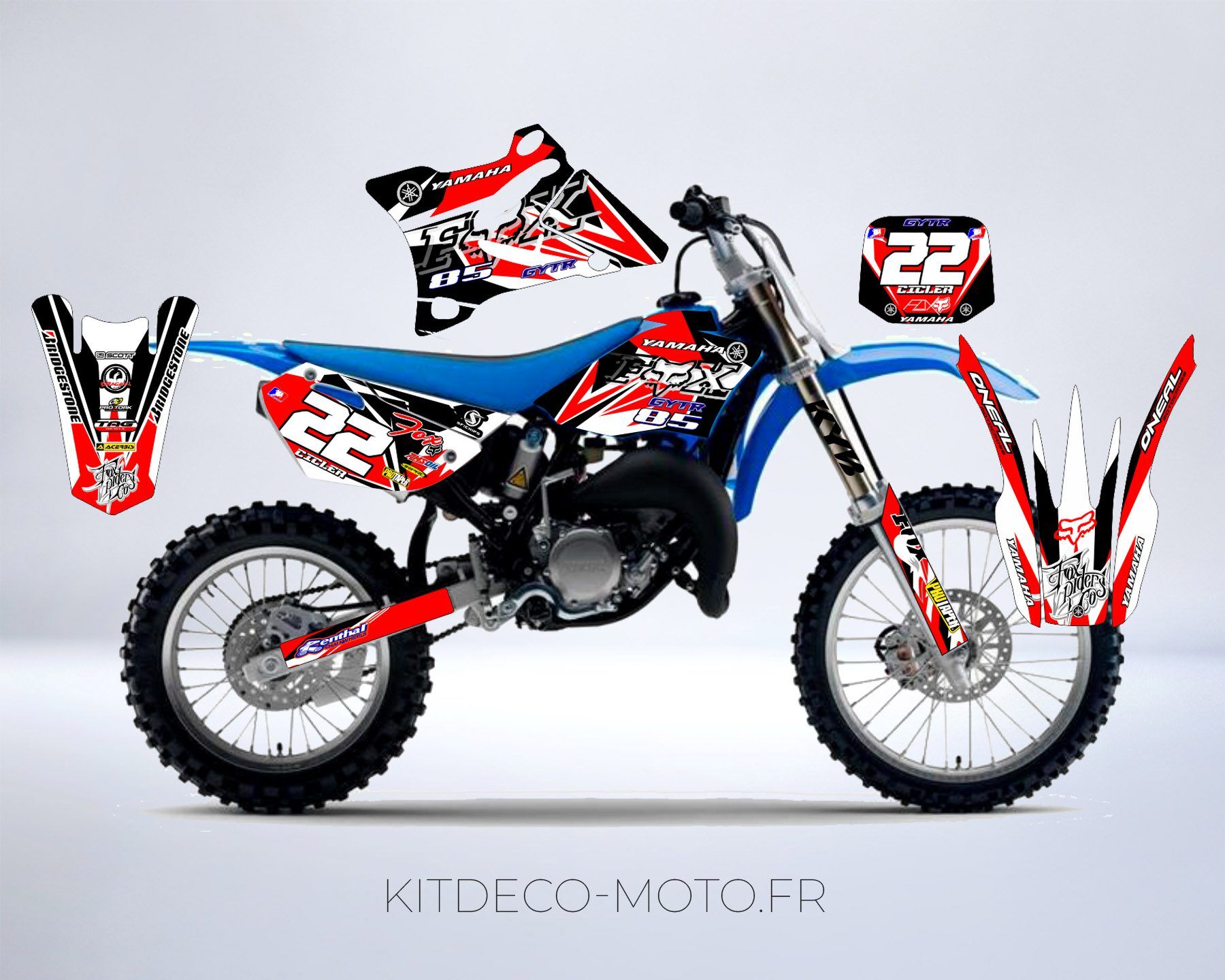 kit déco yamaha 85 yz fox rouge