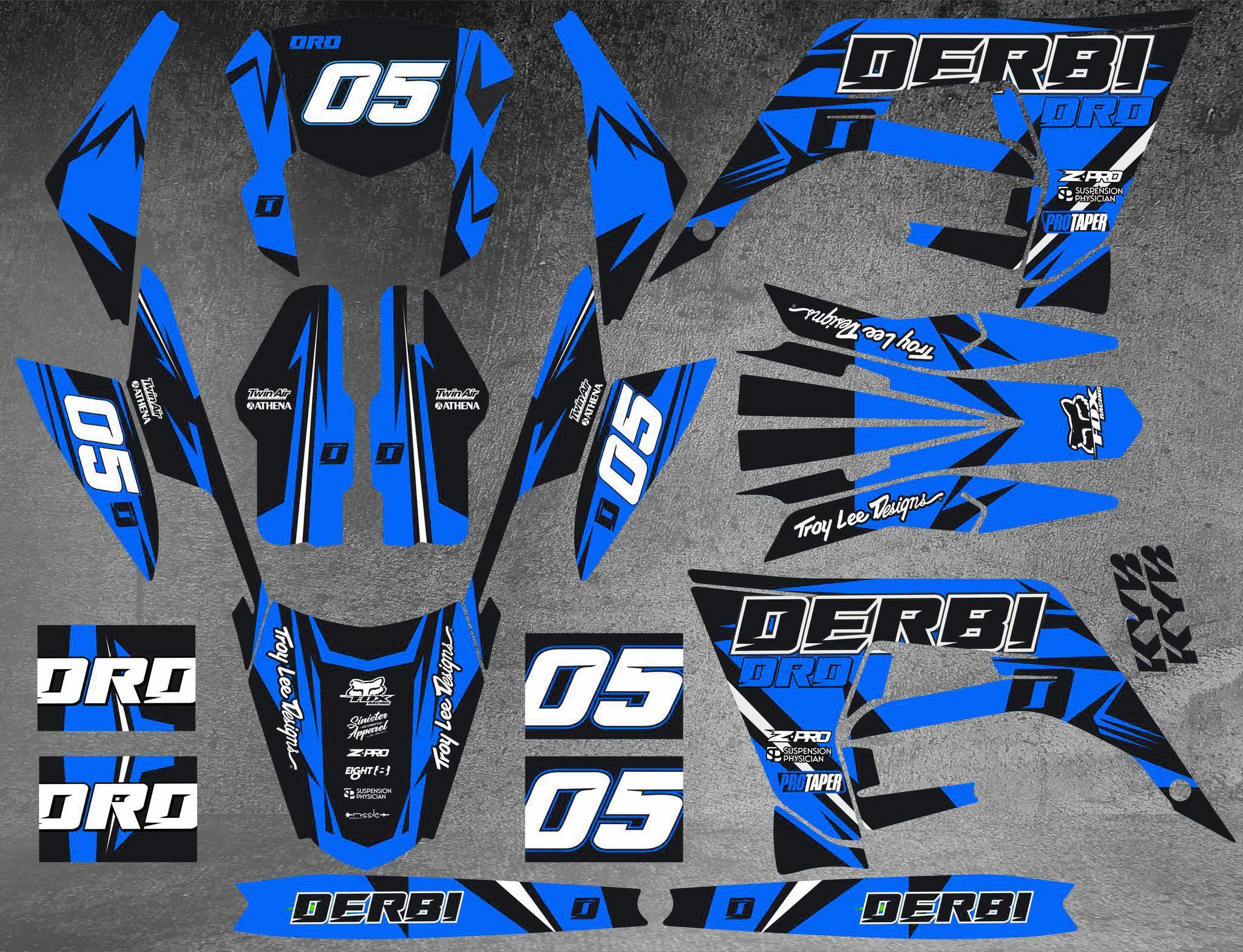 kit déco derbi 50 2018 2021 craft bleu