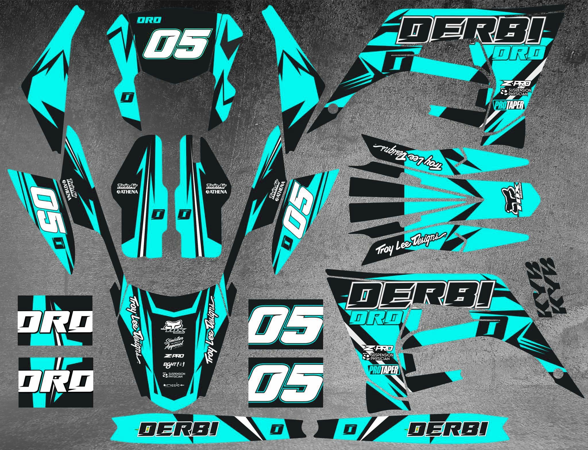 kit déco derbi 50 2018 2021 craft cyan