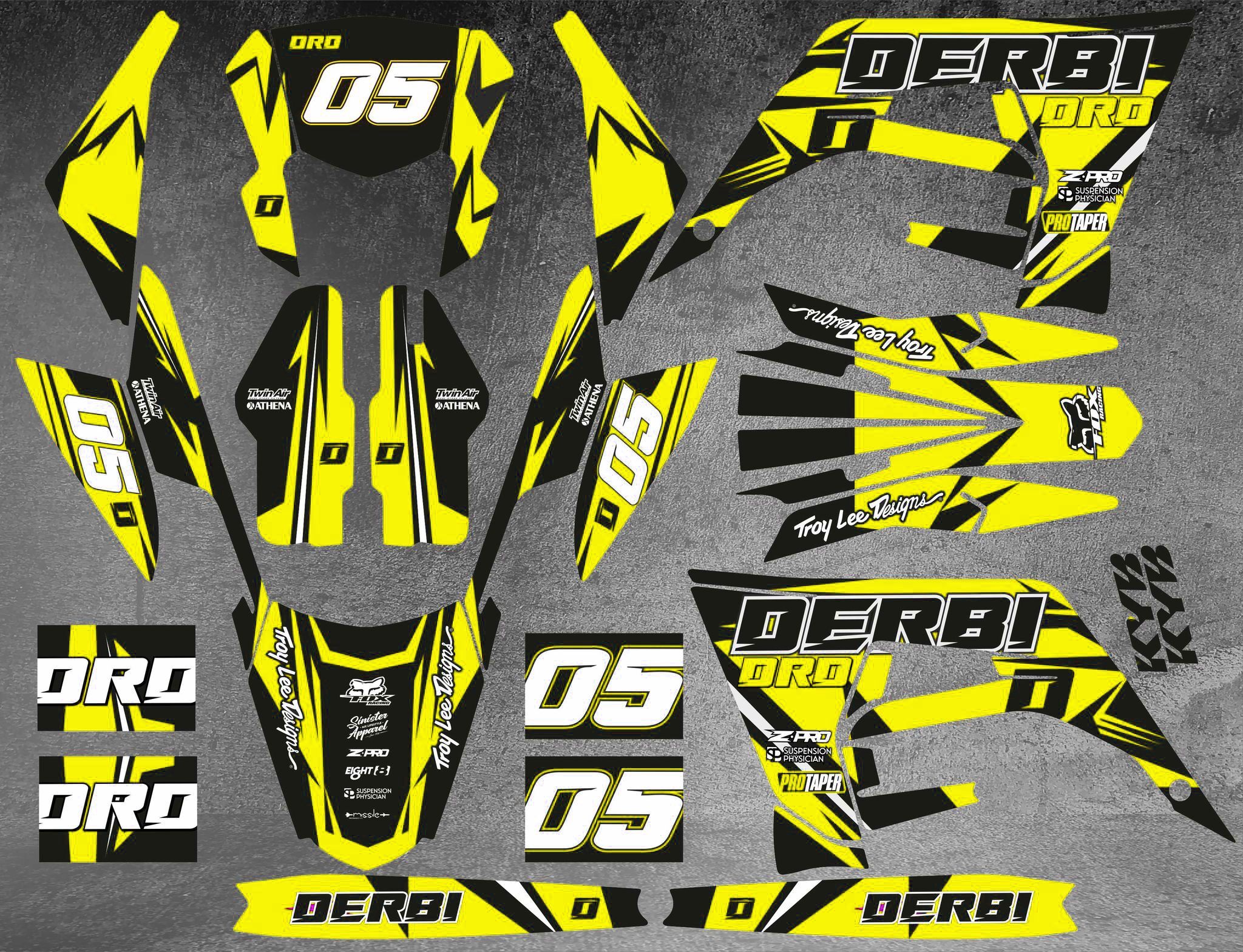 kit déco derbi 50 2018 2021 craft jaune