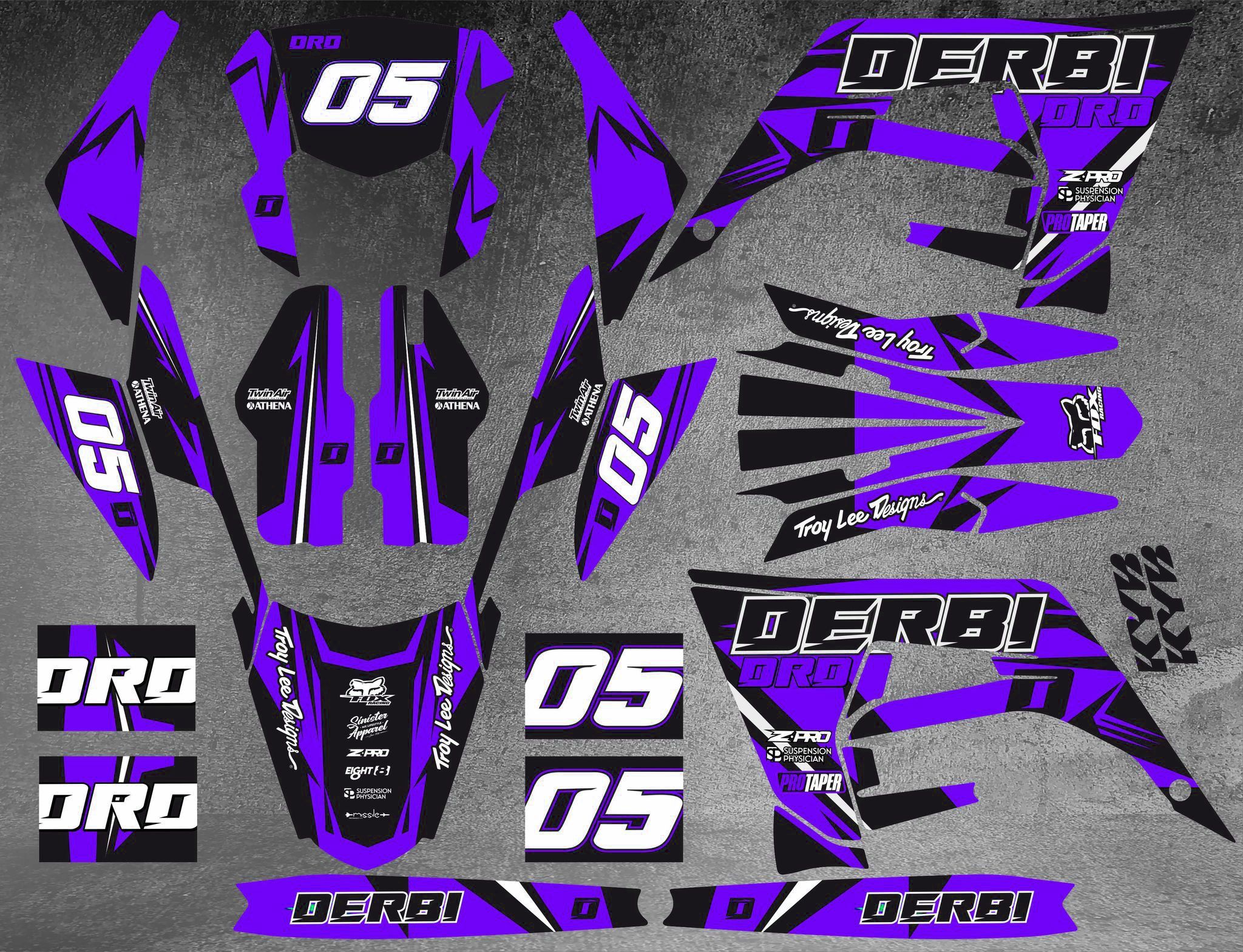 kit déco derbi 50 2018 2021 craft violet