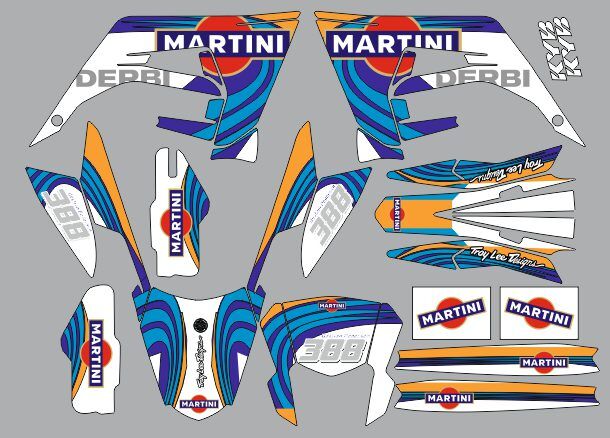 kit déco derbi 50 2018 2021 martini bleu / orange