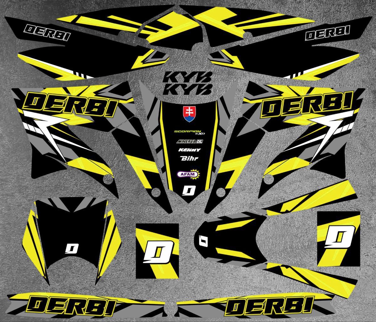 kit déco derbi 50 x treme / racing carem jaune
