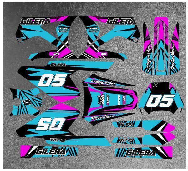 kit déco gilera rcr avant 2011 craft cyan / rose