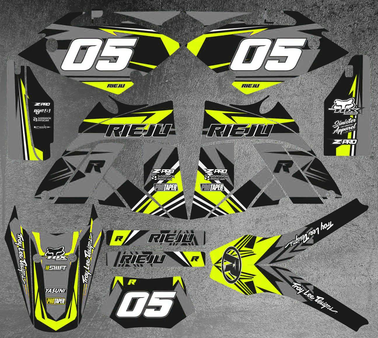 kit déco rieju 50 mrx craft gris / jaune