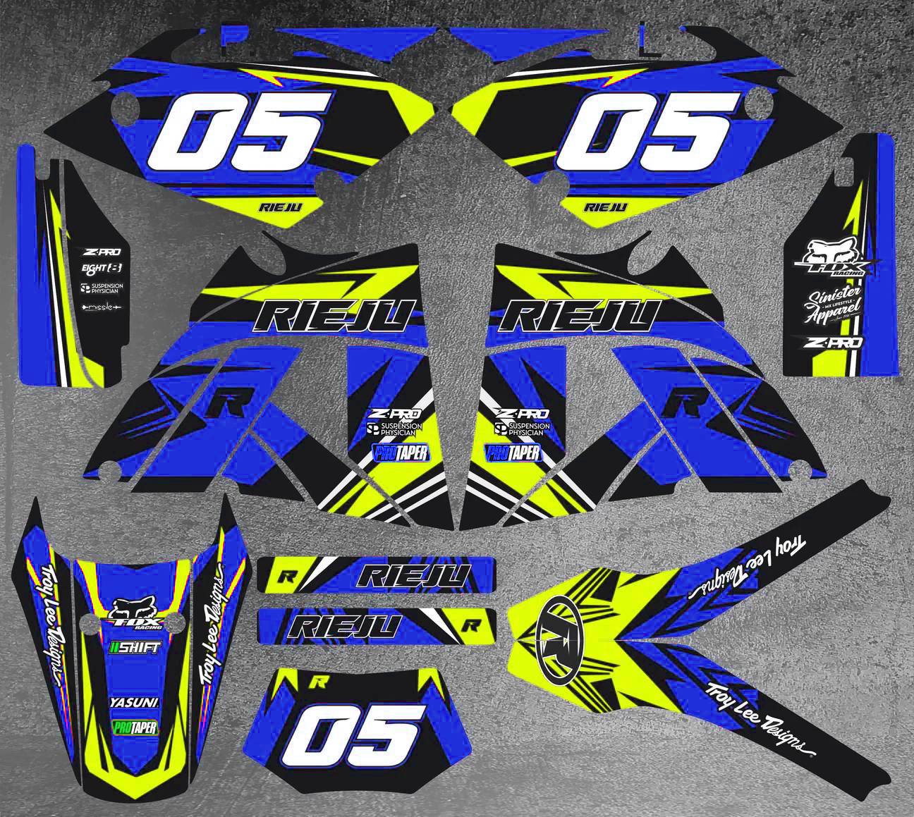 kit déco rieju 50 mrx craft bleu / jaune