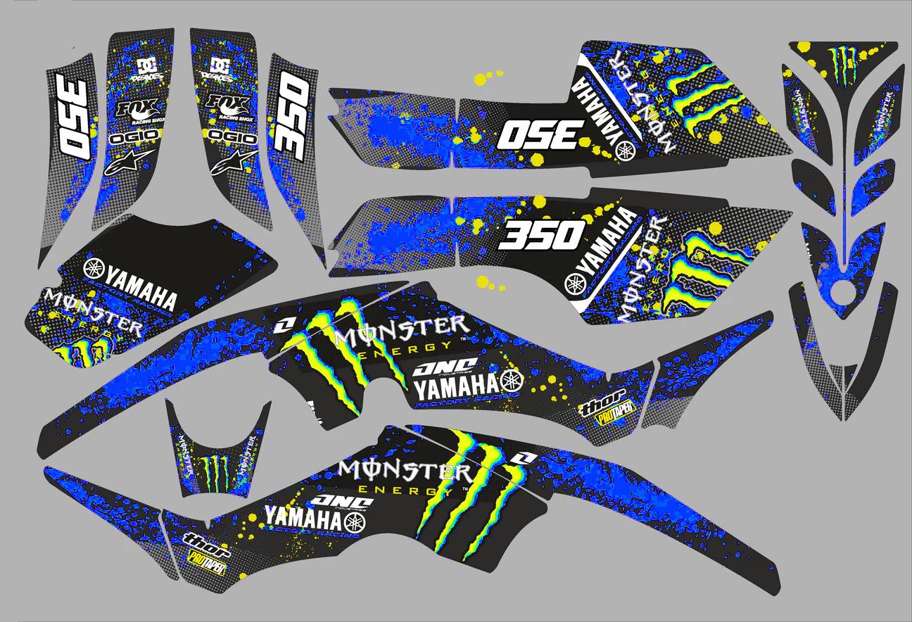 kit déco yamaha yfm 350 raptor monster bleu