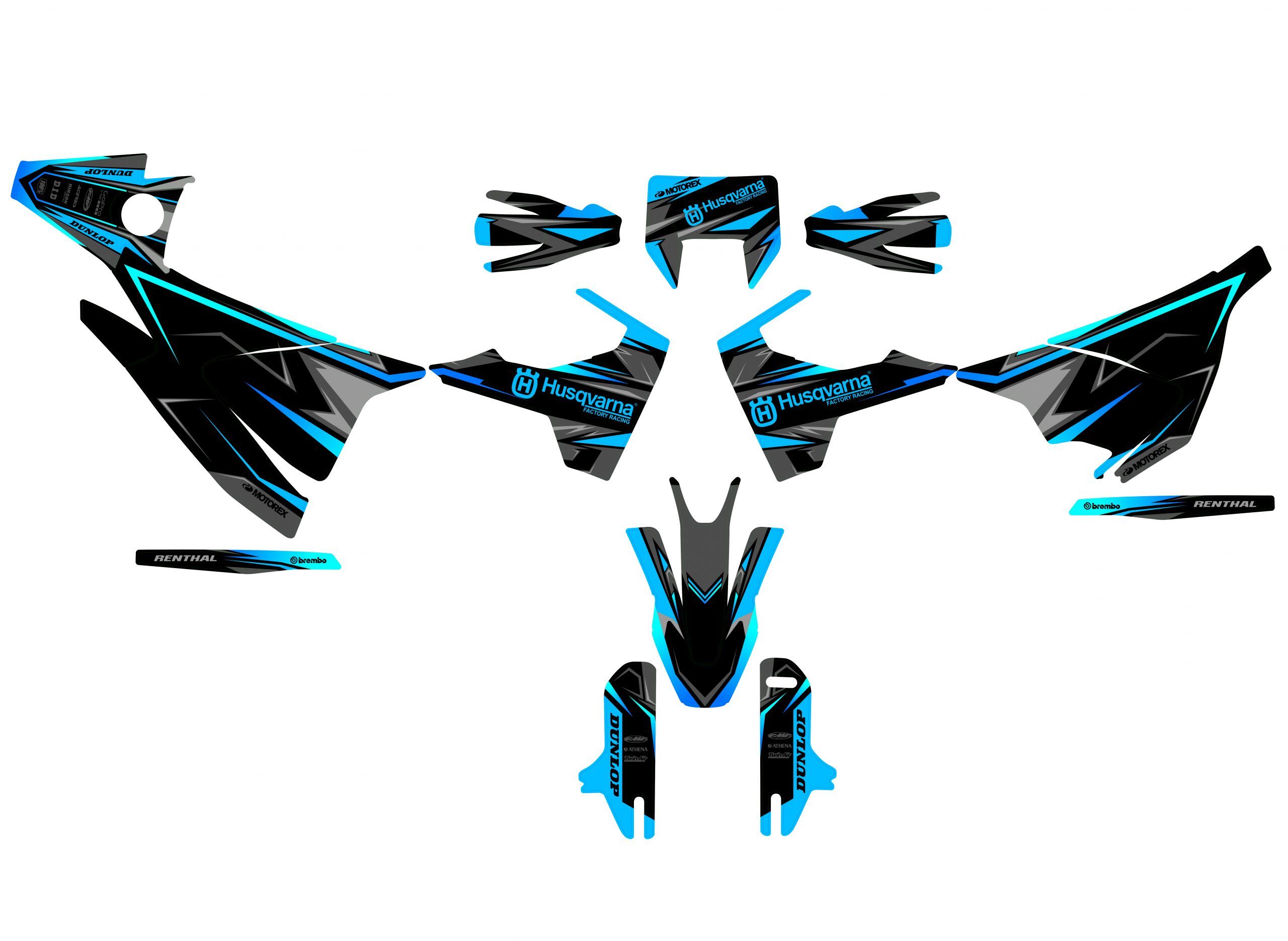 kit déco husqvarna 701 sm colors mixt bleu