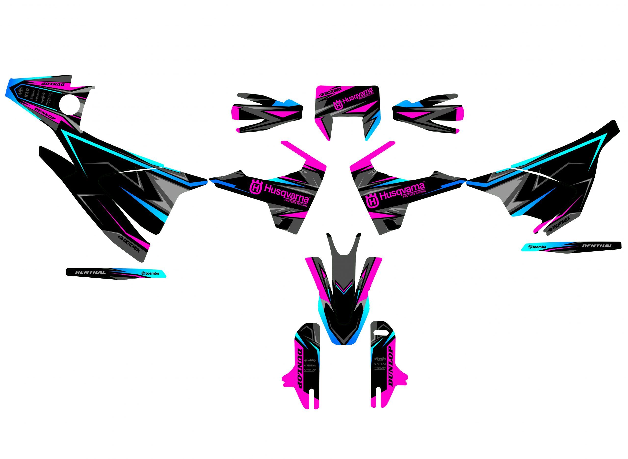 kit déco husqvarna 701 sm colors mixt bleu / rose