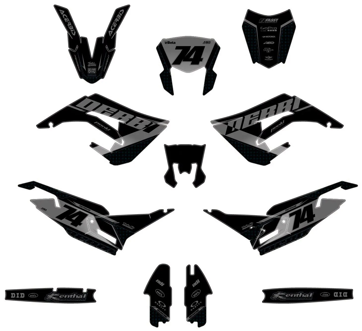 kit déco derbi 50 2018 2021 factory gris