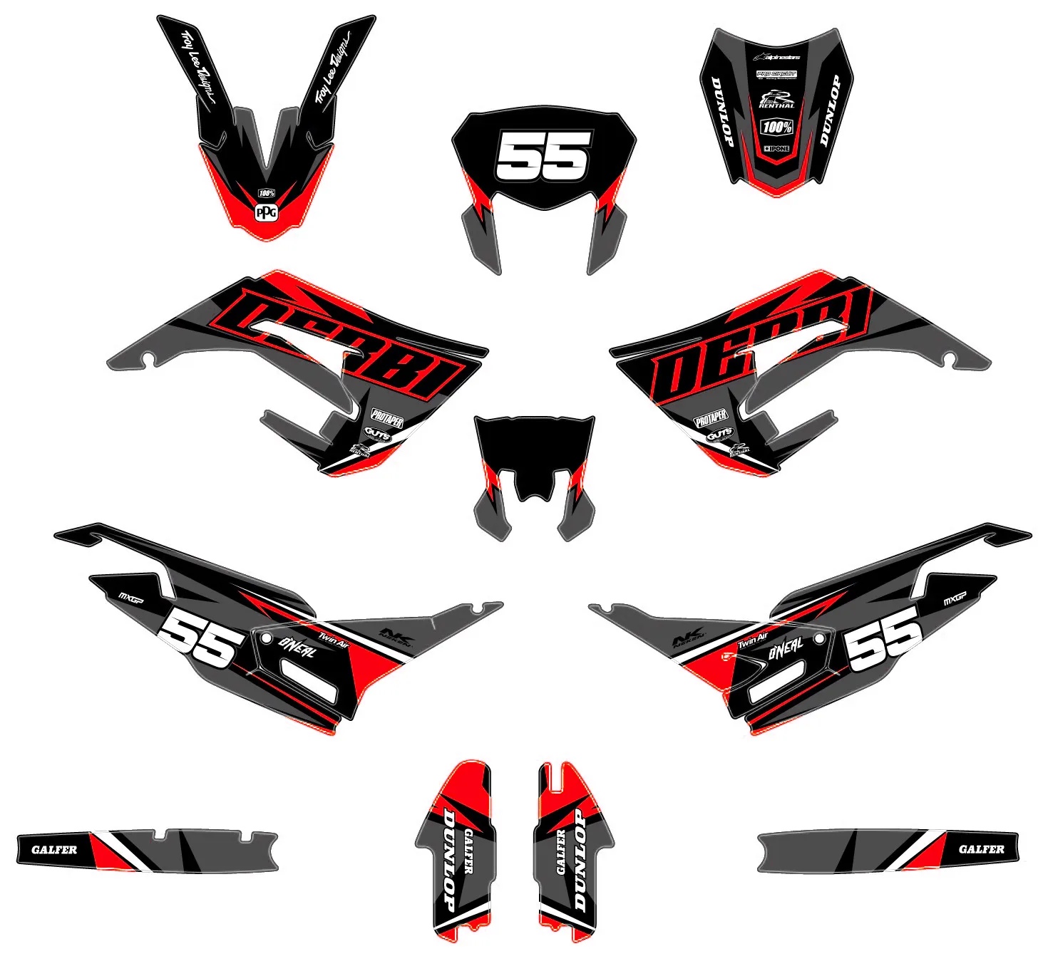 kit déco derbi 50 2018 2021 red line