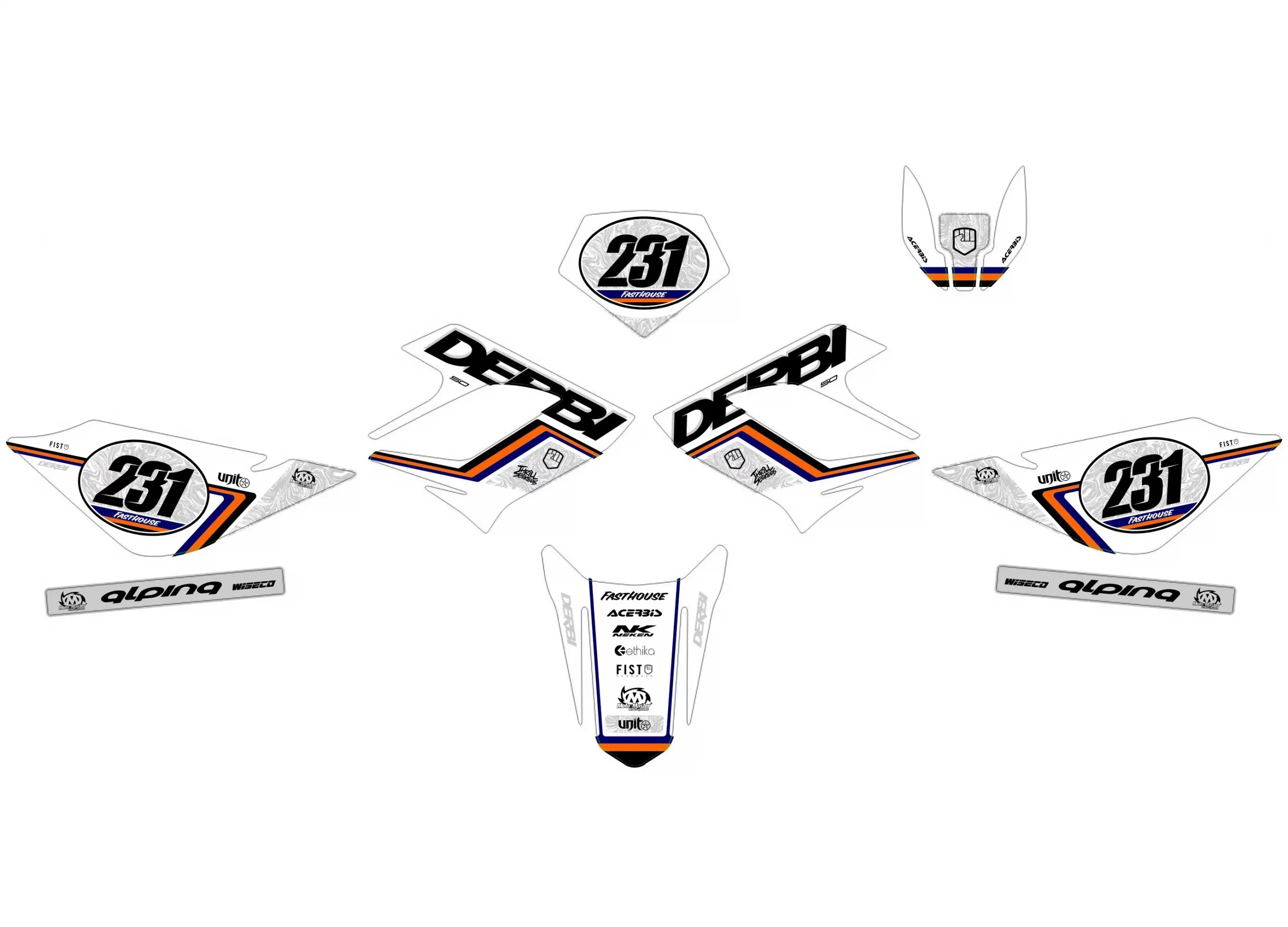 kit déco derbi 50 drd racing white factory