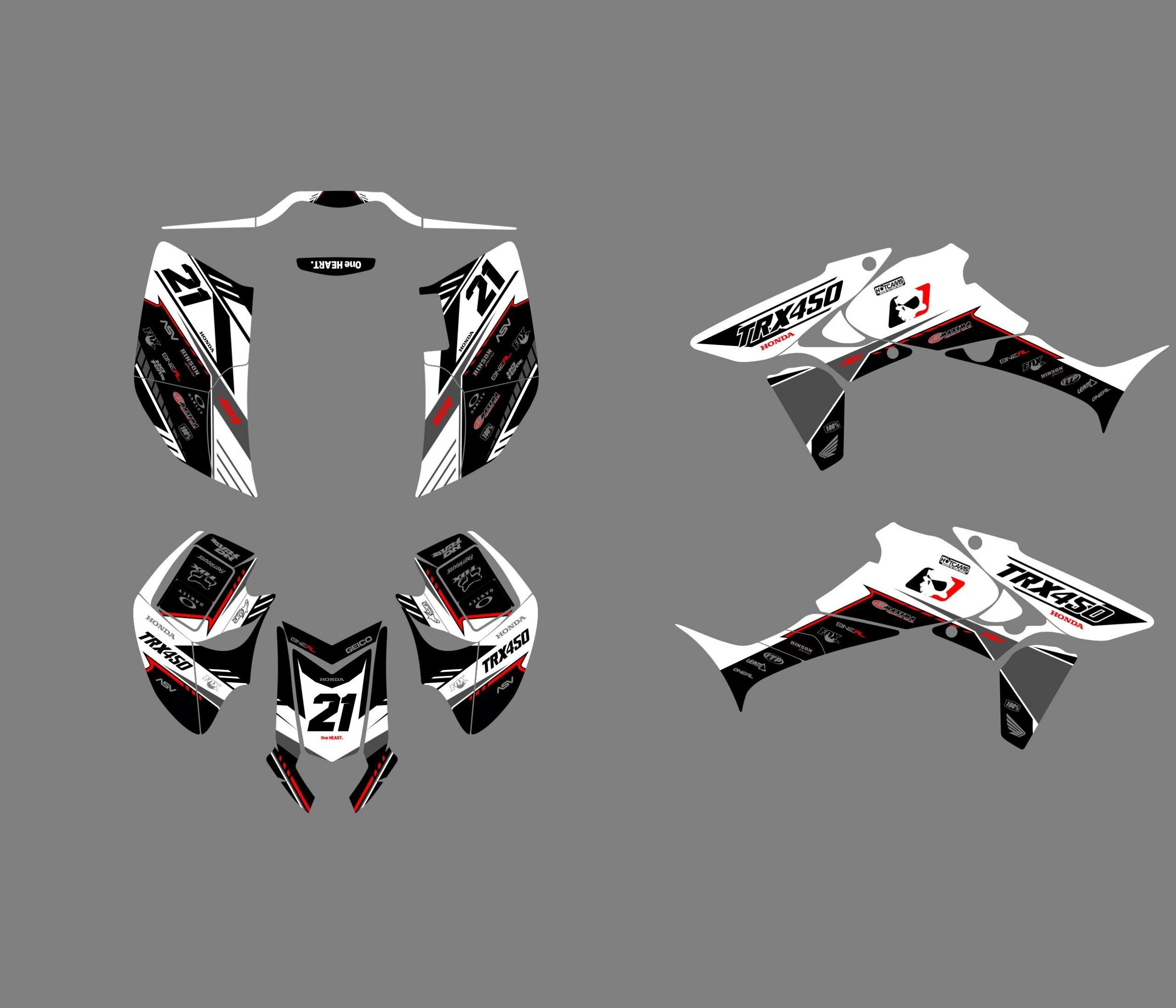 kit déco honda 450 trx racing blanc #2