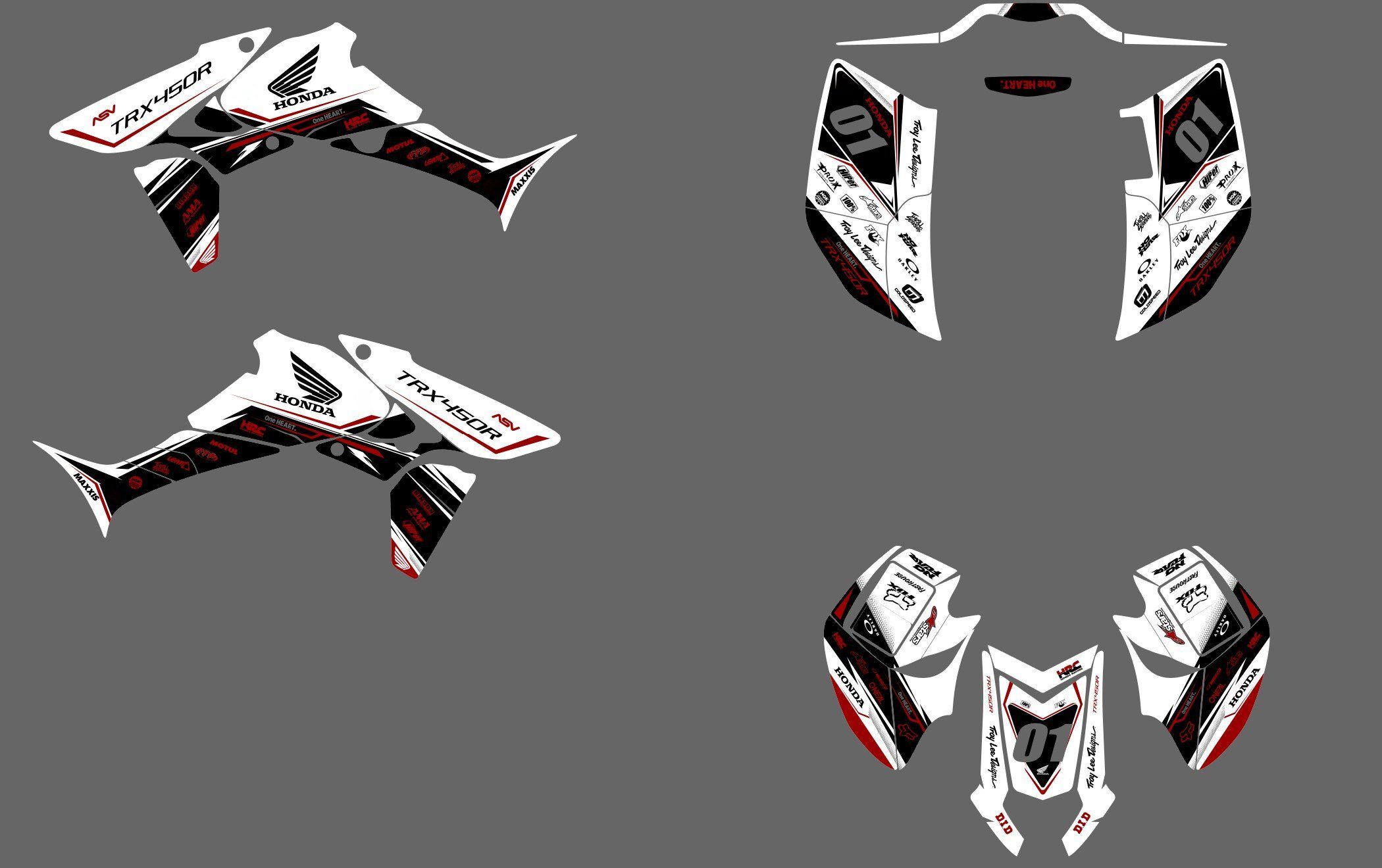 kit déco honda 450 trx racing blanc