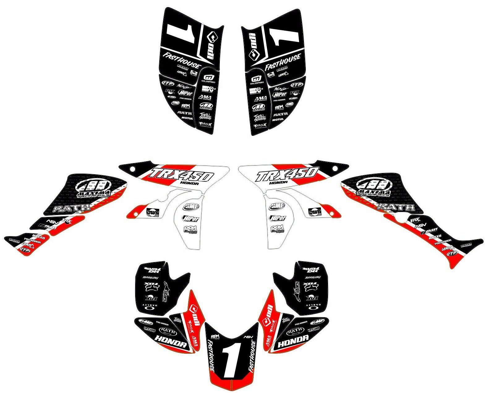 kit déco honda 450 trx racing rouge #2