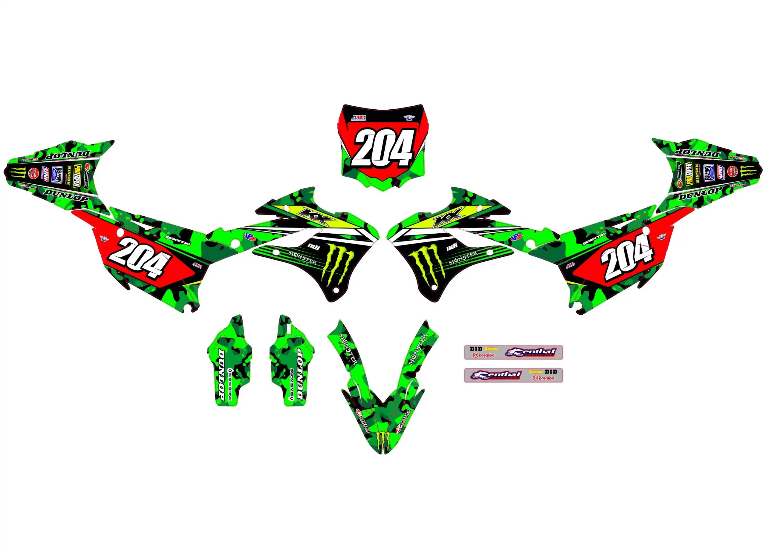 kit déco kawasaki 85 kx (2022 2024) camo monster