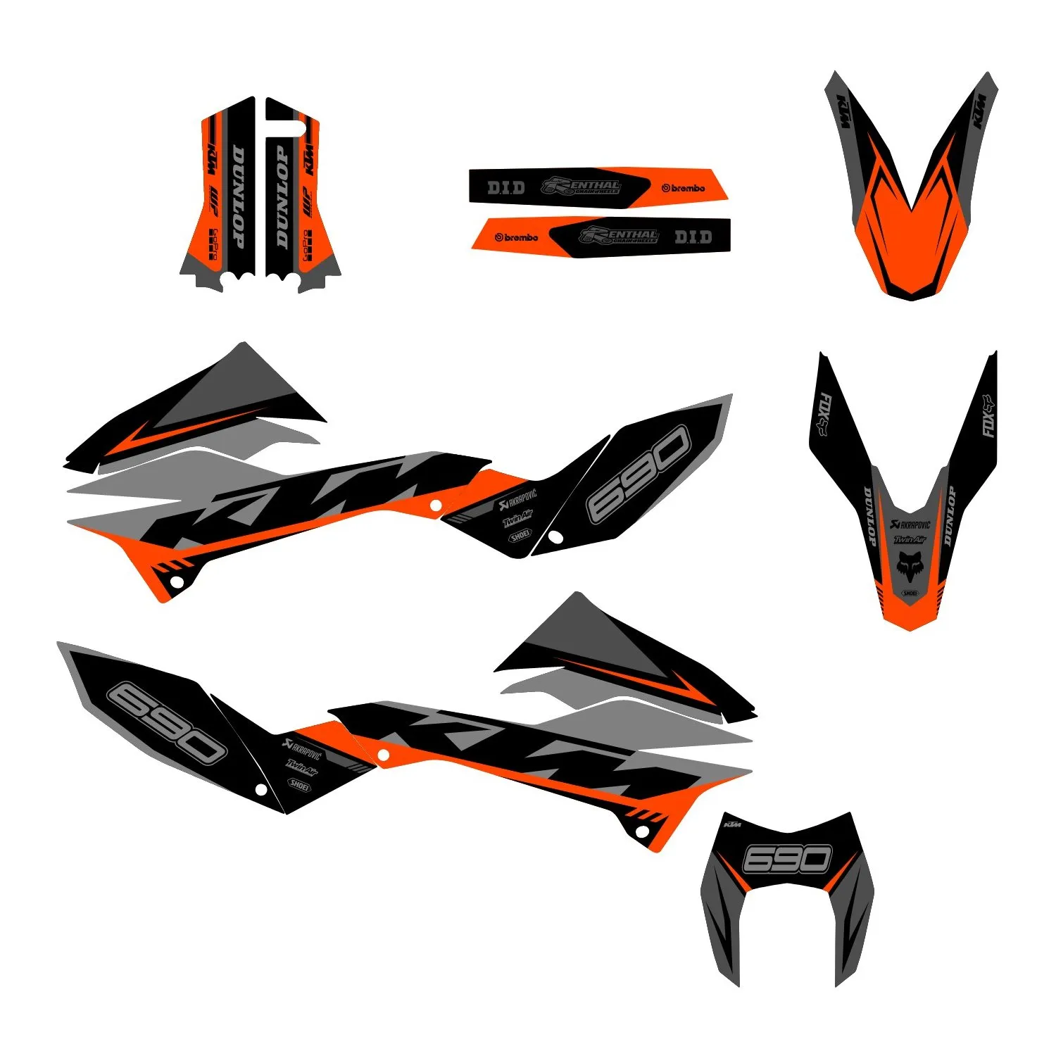 kit déco ktm 690 smcr (2012 2018) airon orange