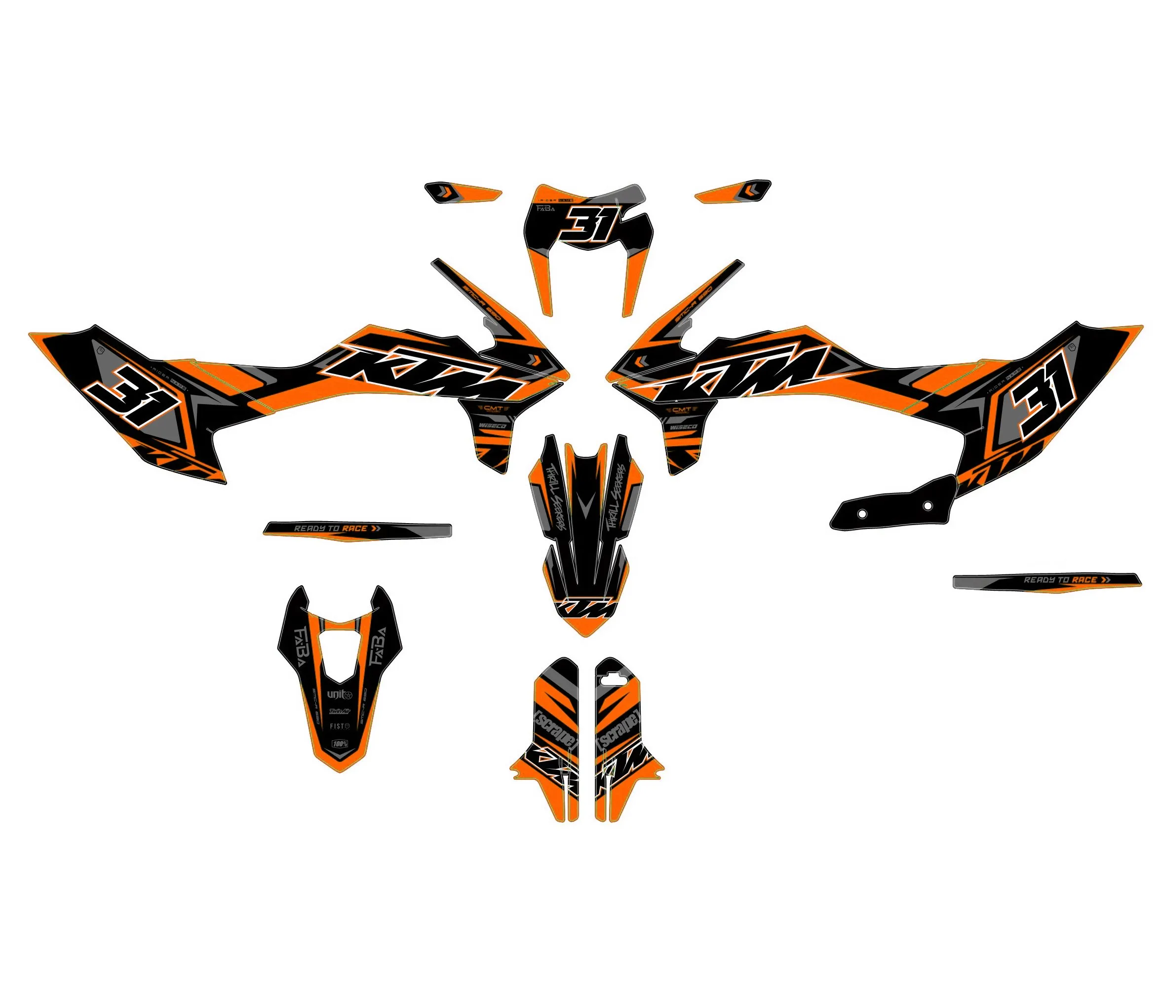 kit déco ktm 690 smcr (2019 2024) airon orange