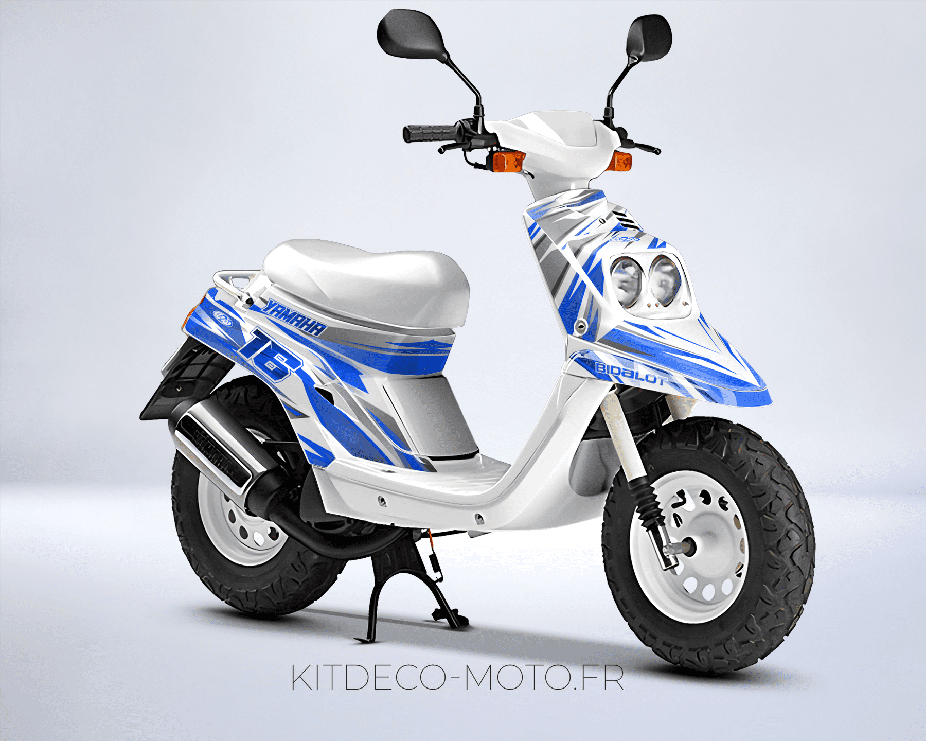 kit déco mbk booster (1990 2003) airon blanc / bleu