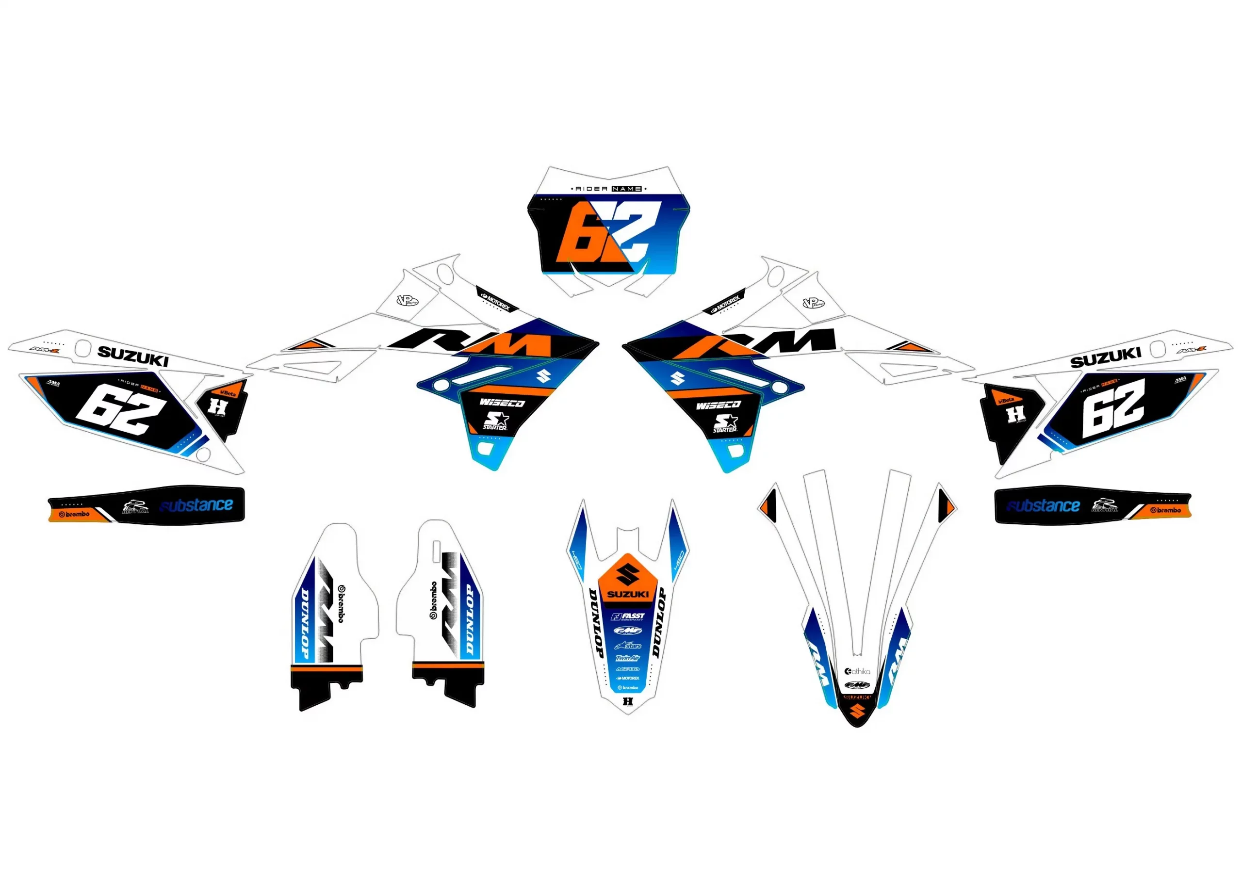kit déco suzuki 250 rmz (2019 2024) factory orange
