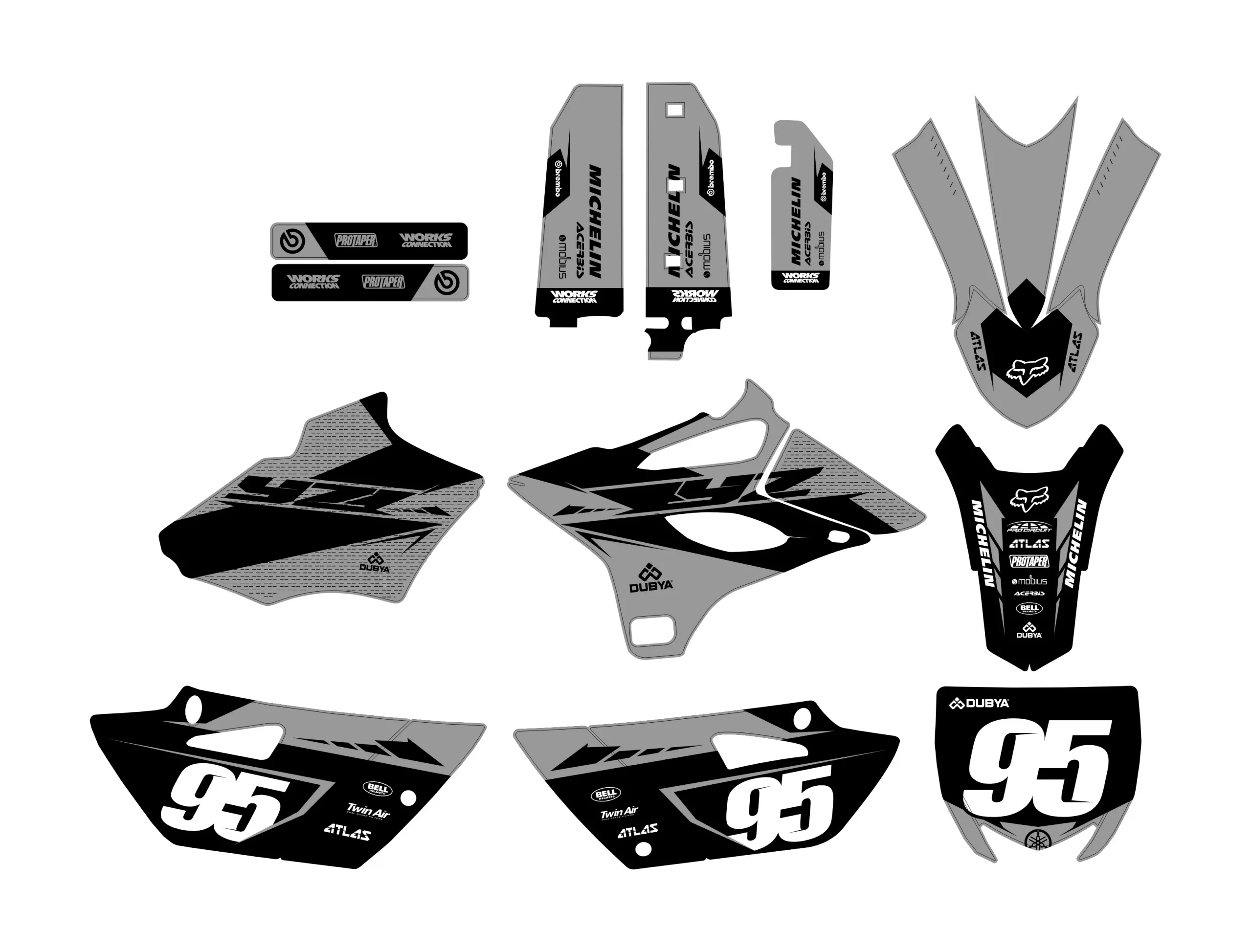 kit déco yamaha 85 yz (2015 2021) factory gris