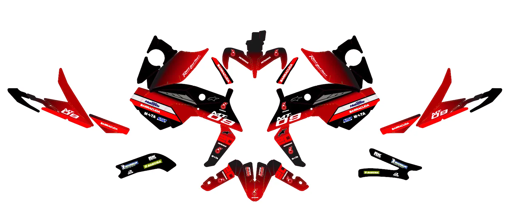 kit déco yamaha mt 09 petronas rouge