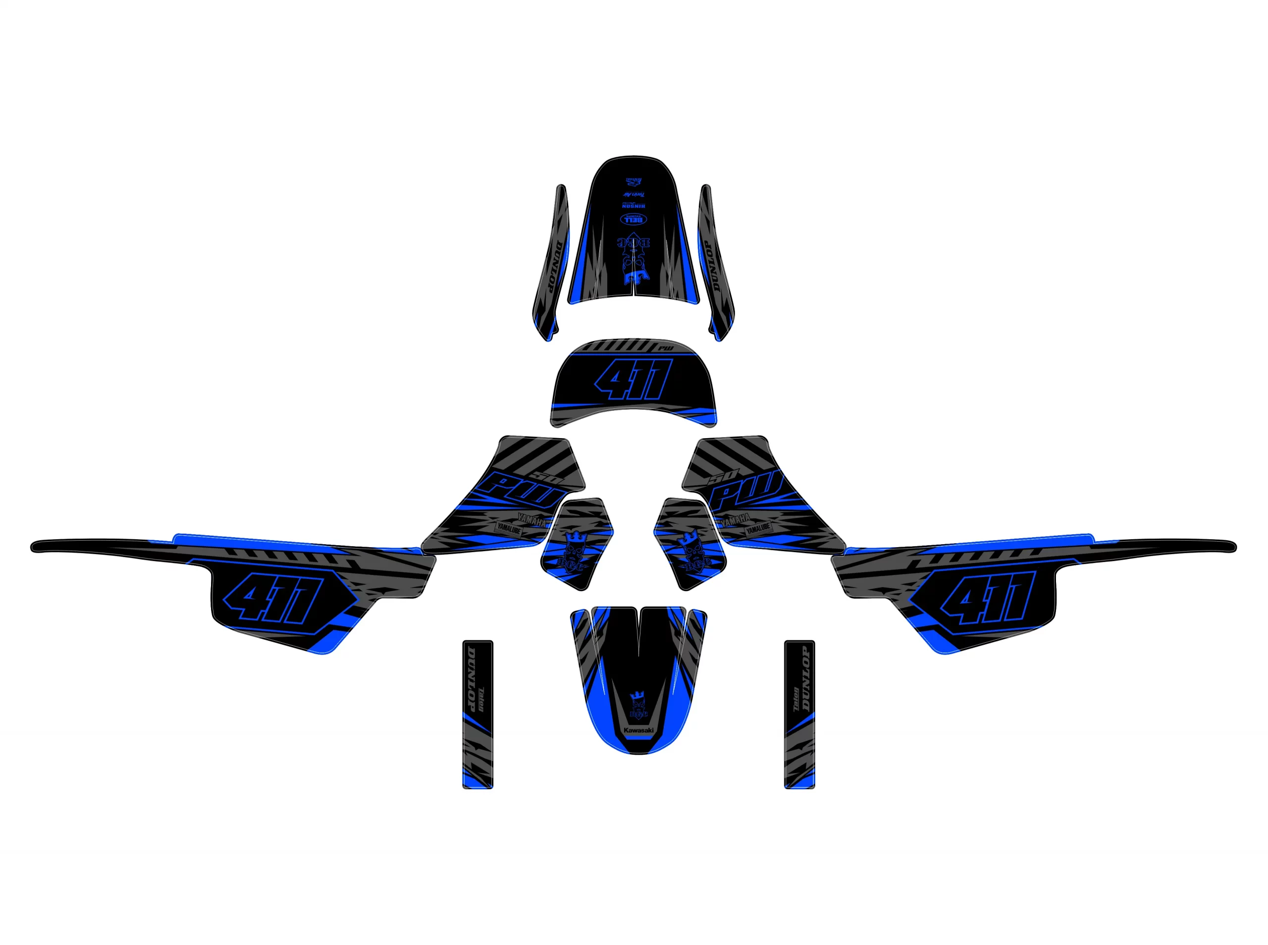 kit déco yamaha piwi 50 (pw) race bleu