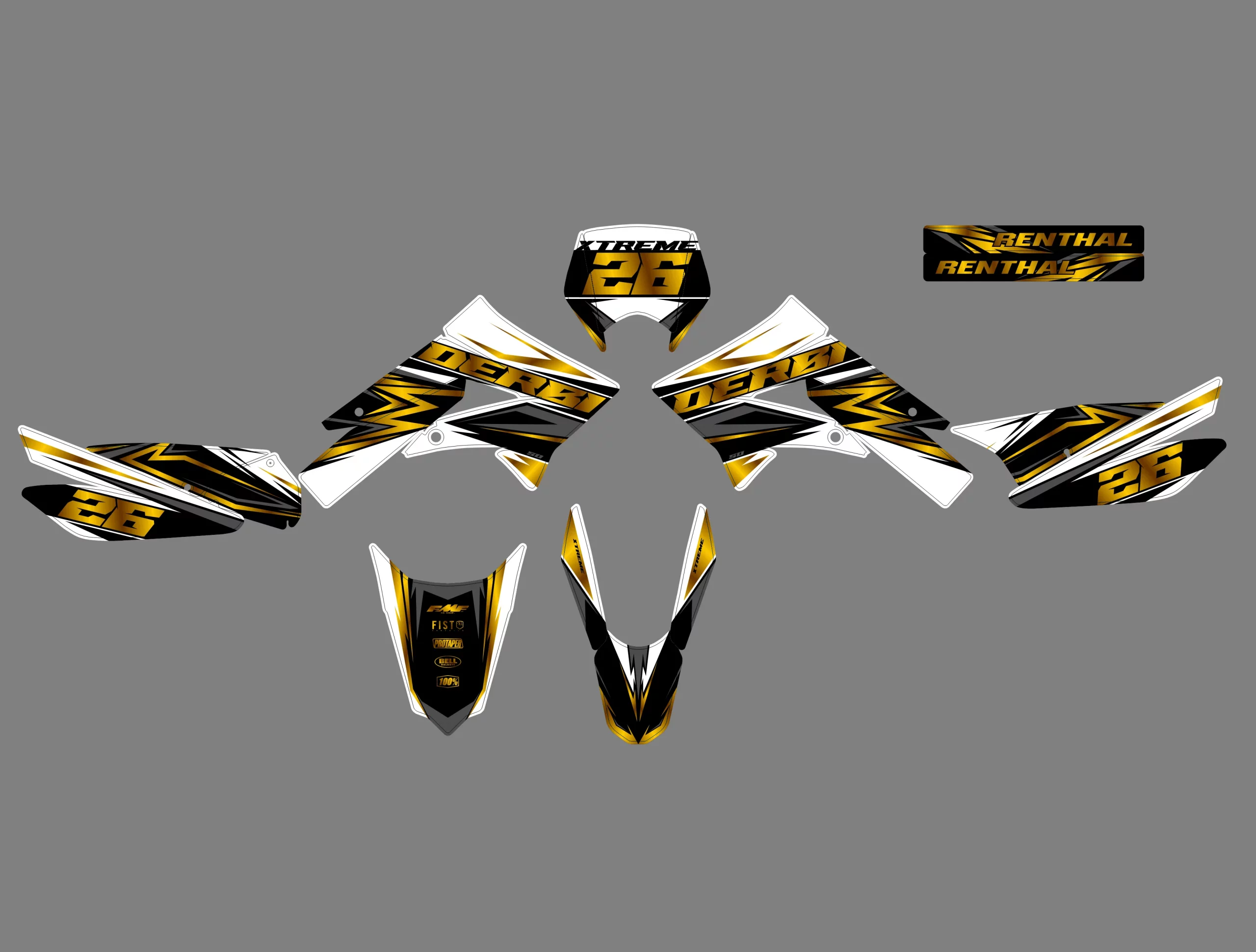 kit déco derbi 50 x treme / racing loop gold
