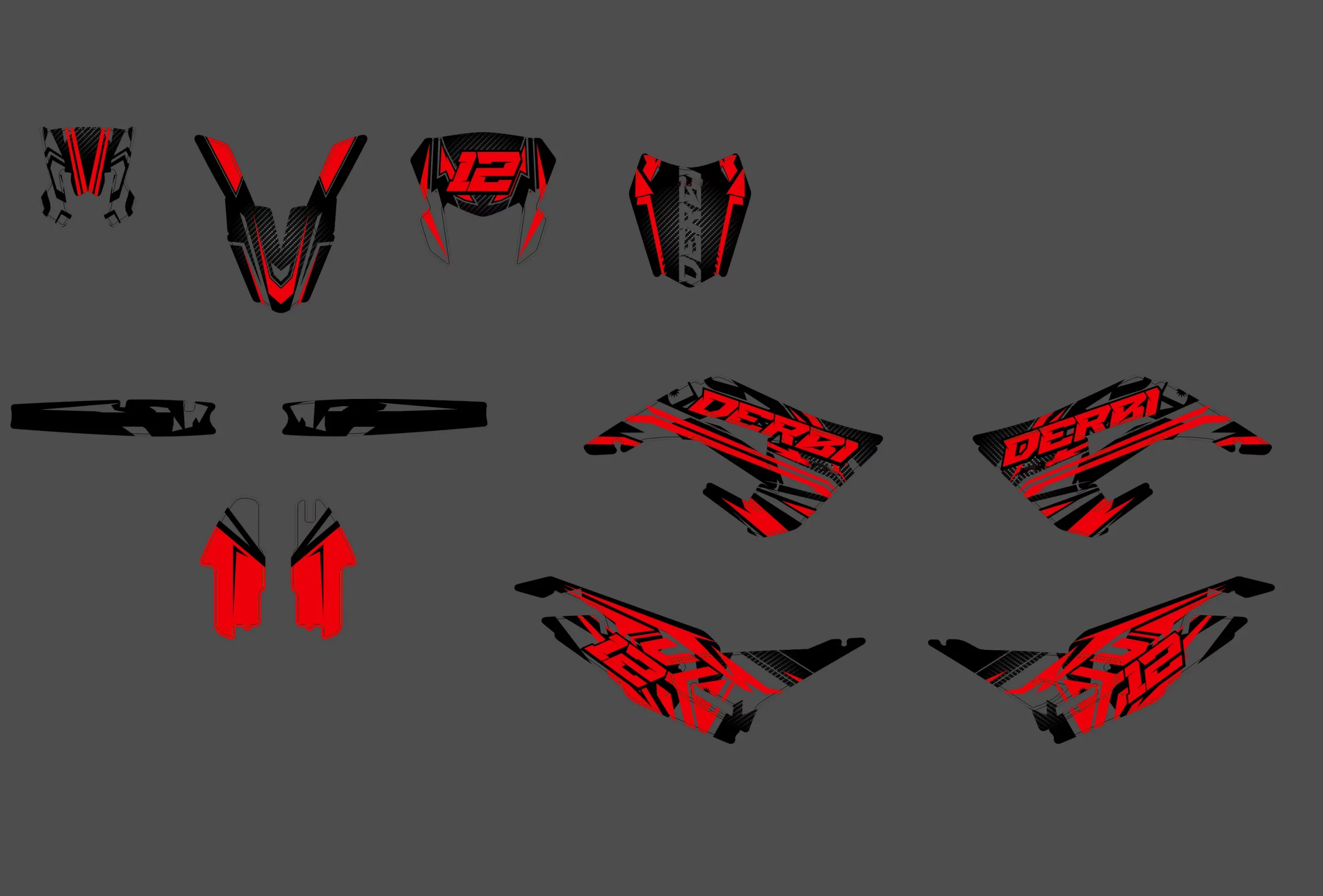 kit déco derbi 50 2018 2021 loop rouge