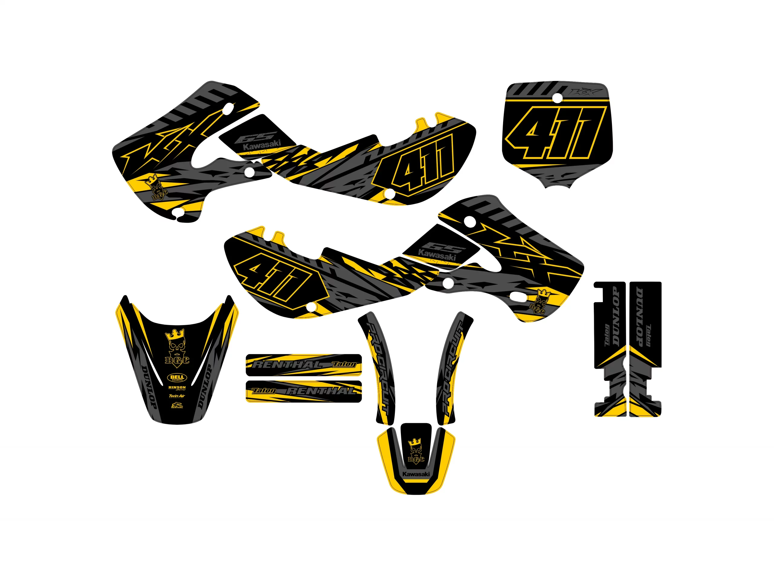 kit déco kawasaki 65 kx (2000 2024) race or