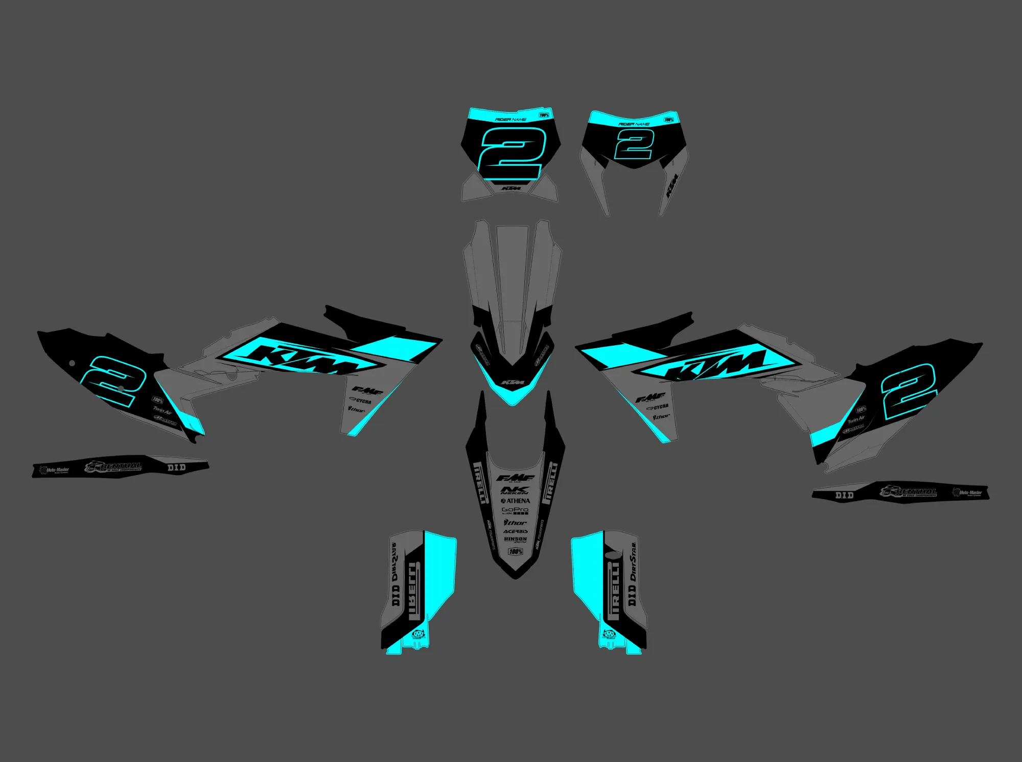 kit déco ktm exc / exc f (2024) pro cyan