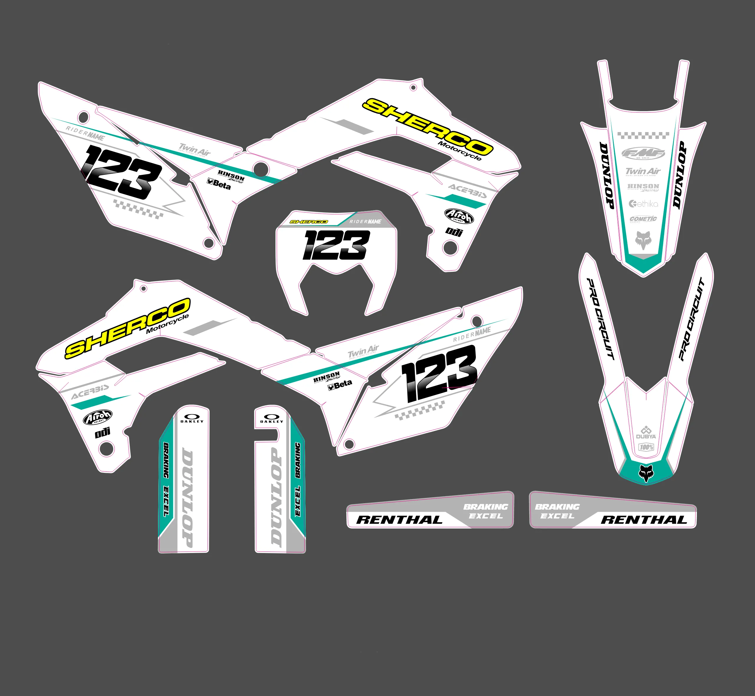 kit déco sherco se / sef (2017 2023) factory blanc