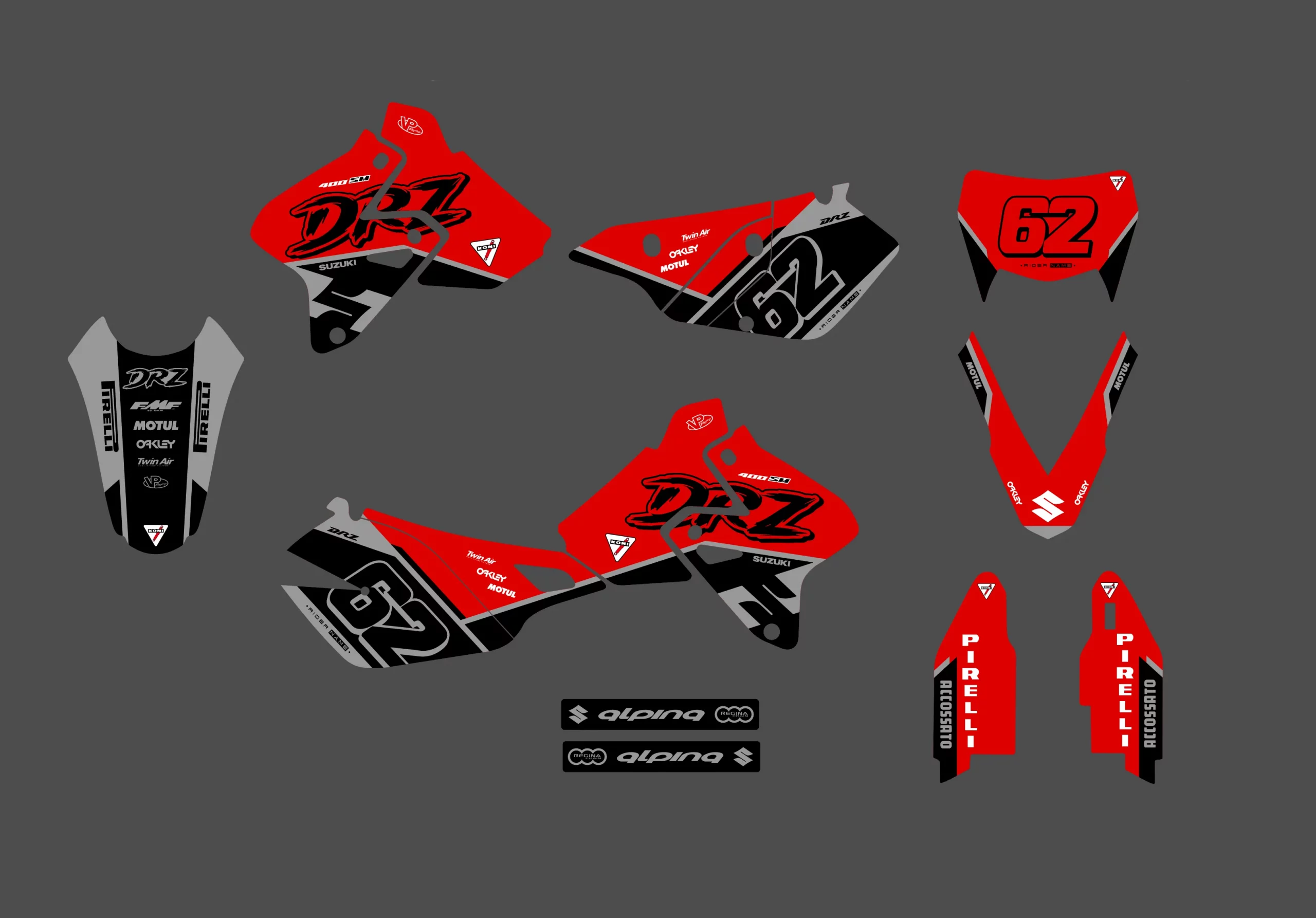 kit déco suzuki drz 400 race rouge