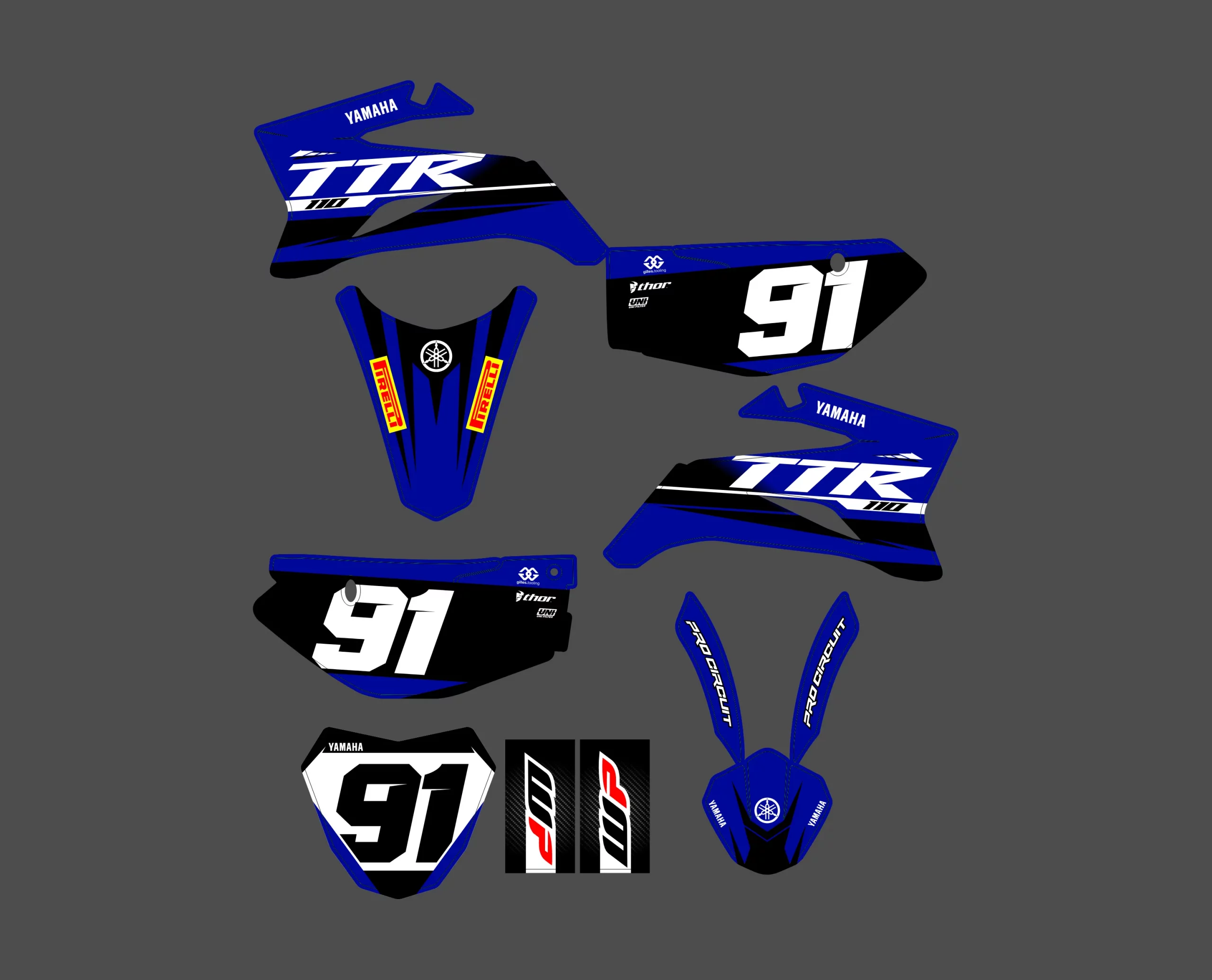kit déco yamaha 110 ttr race bleu