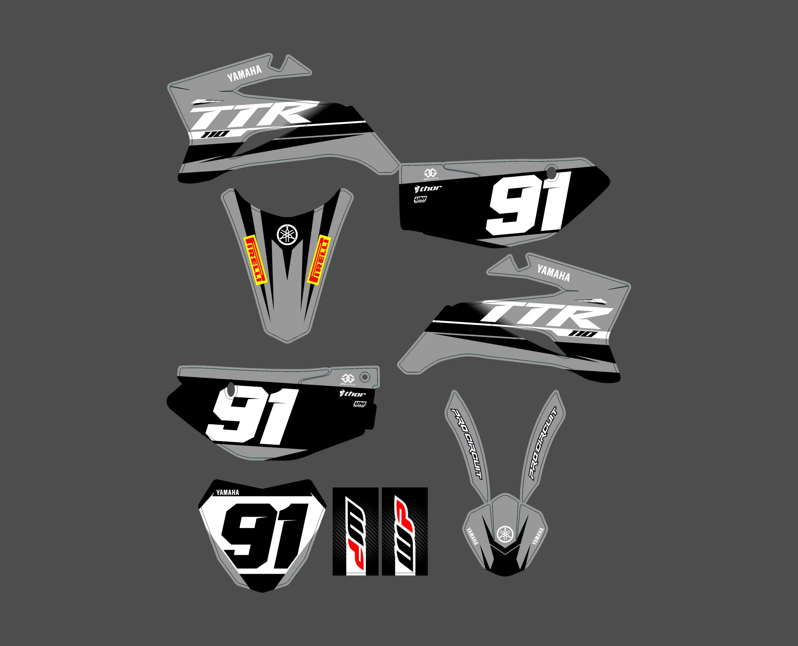 kit déco yamaha 110 ttr race gris