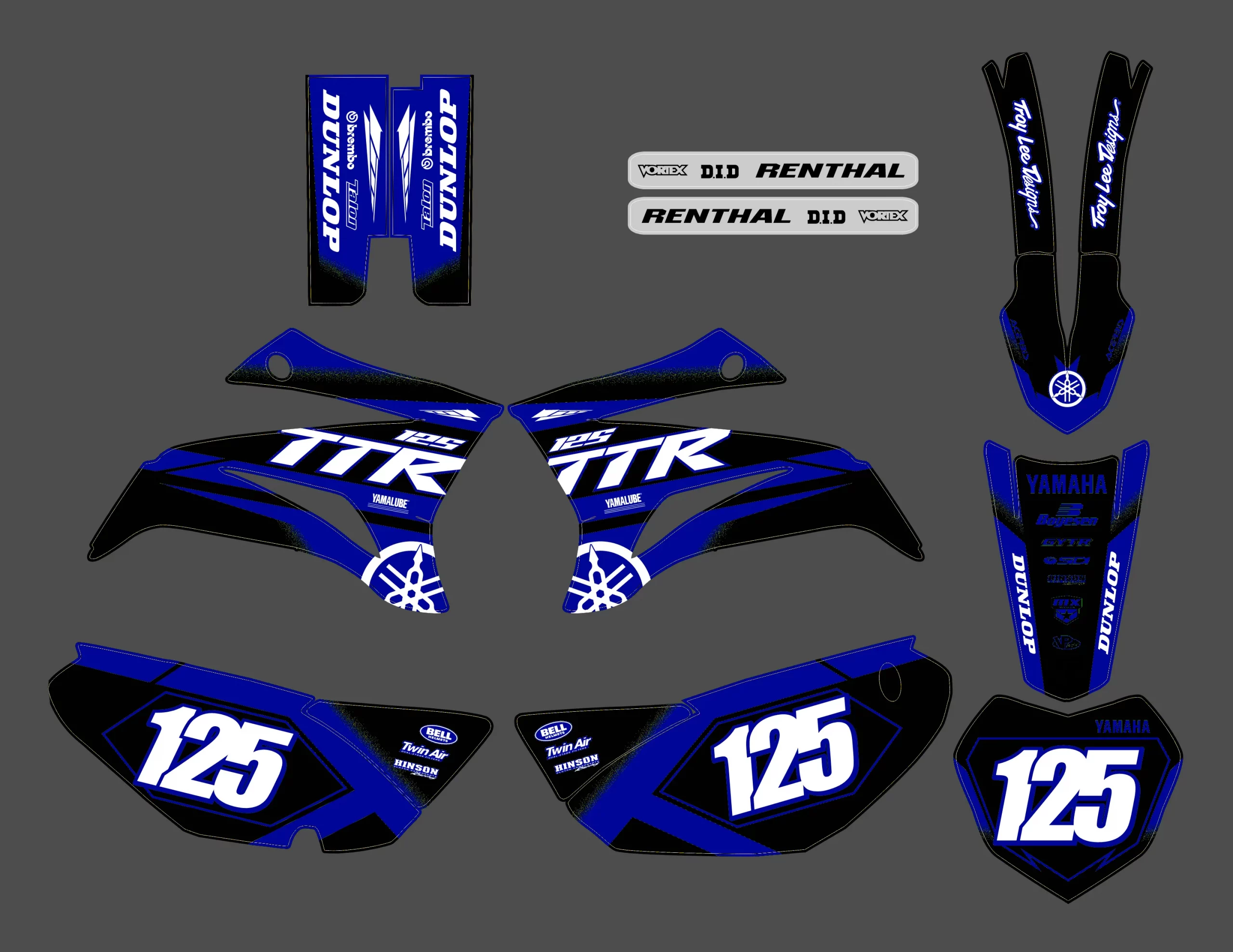 kit déco yamaha 125 ttr race bleu