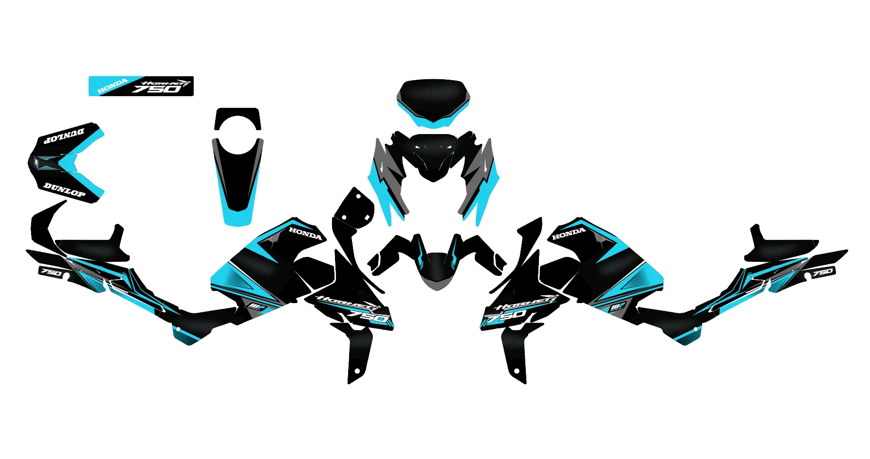 kit déco honda hornet cb 750 – factory cyan