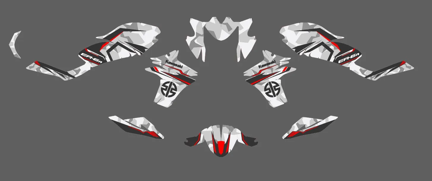 kit déco kawasaki er 6n (2012 2016) camo rouge