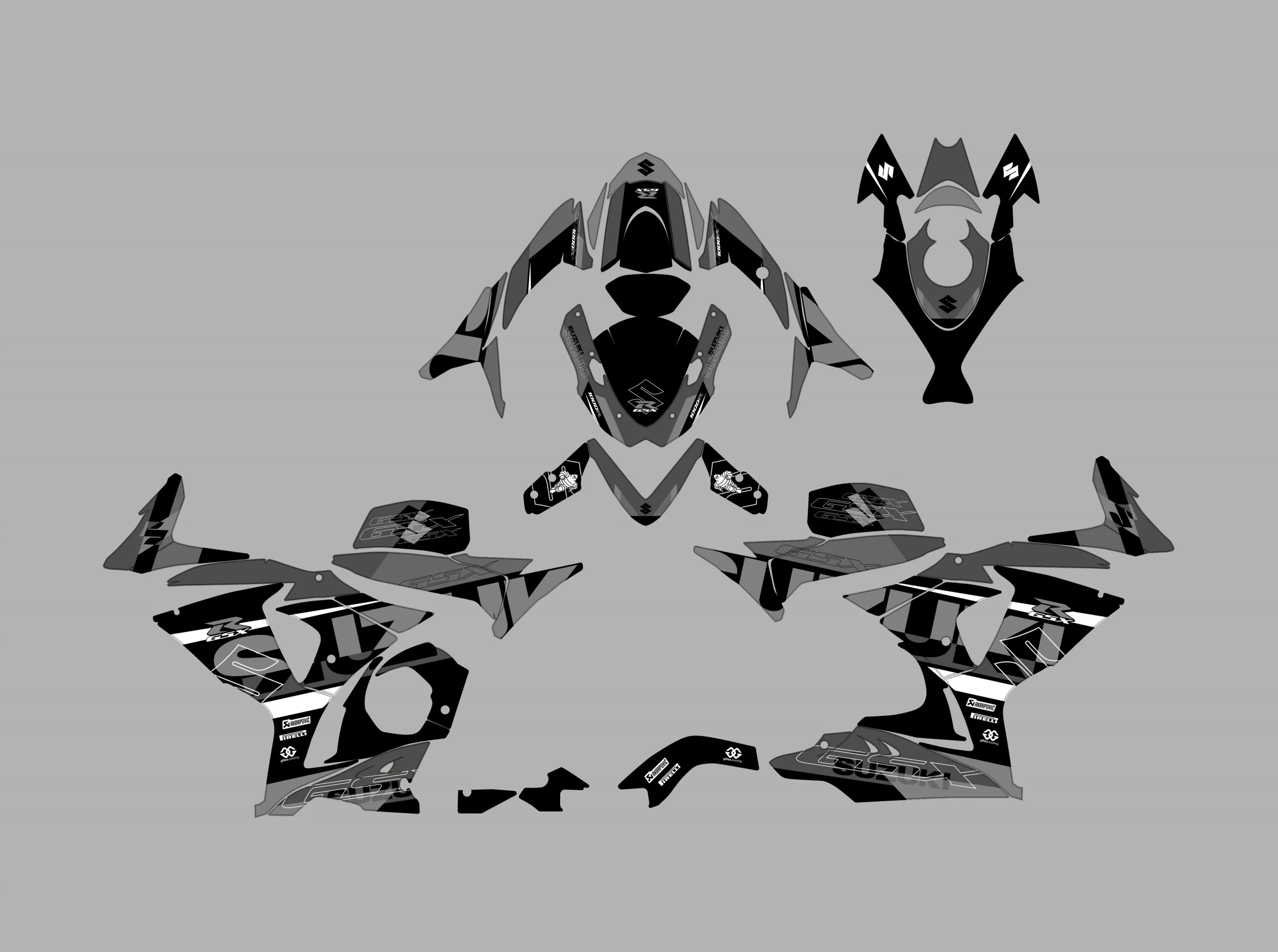 kit déco suzuki gsx r 1000 – factory gris