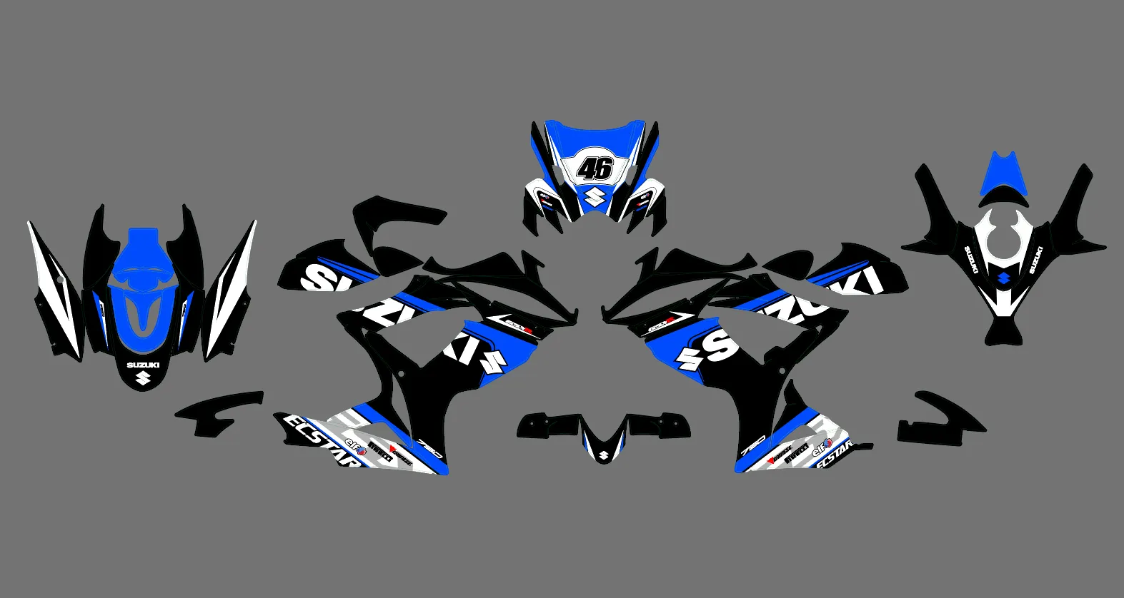 kit déco suzuki gsx r 600 / 750 – factory bleu