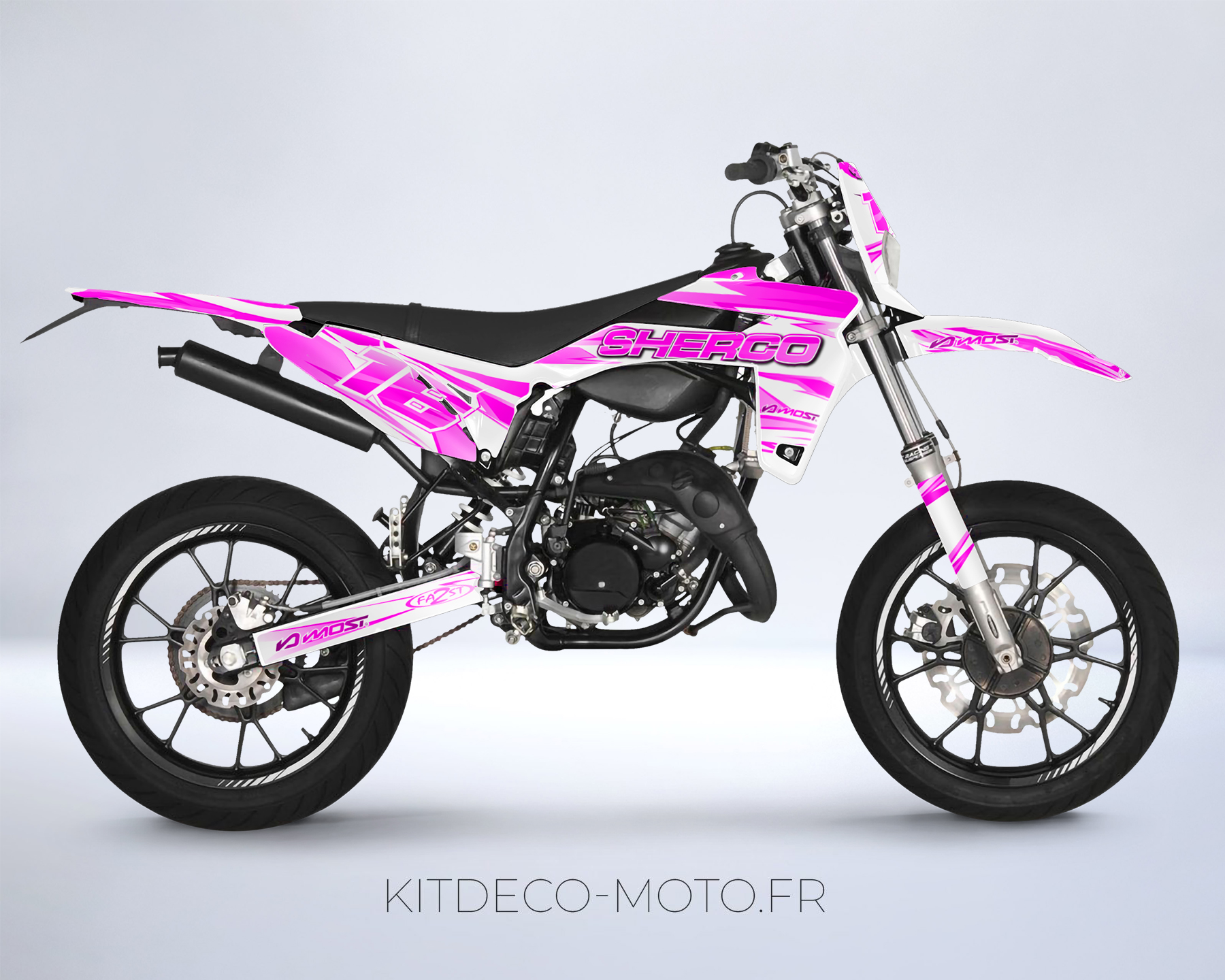 kit déco sherco 50 sm – airon blanc / rose